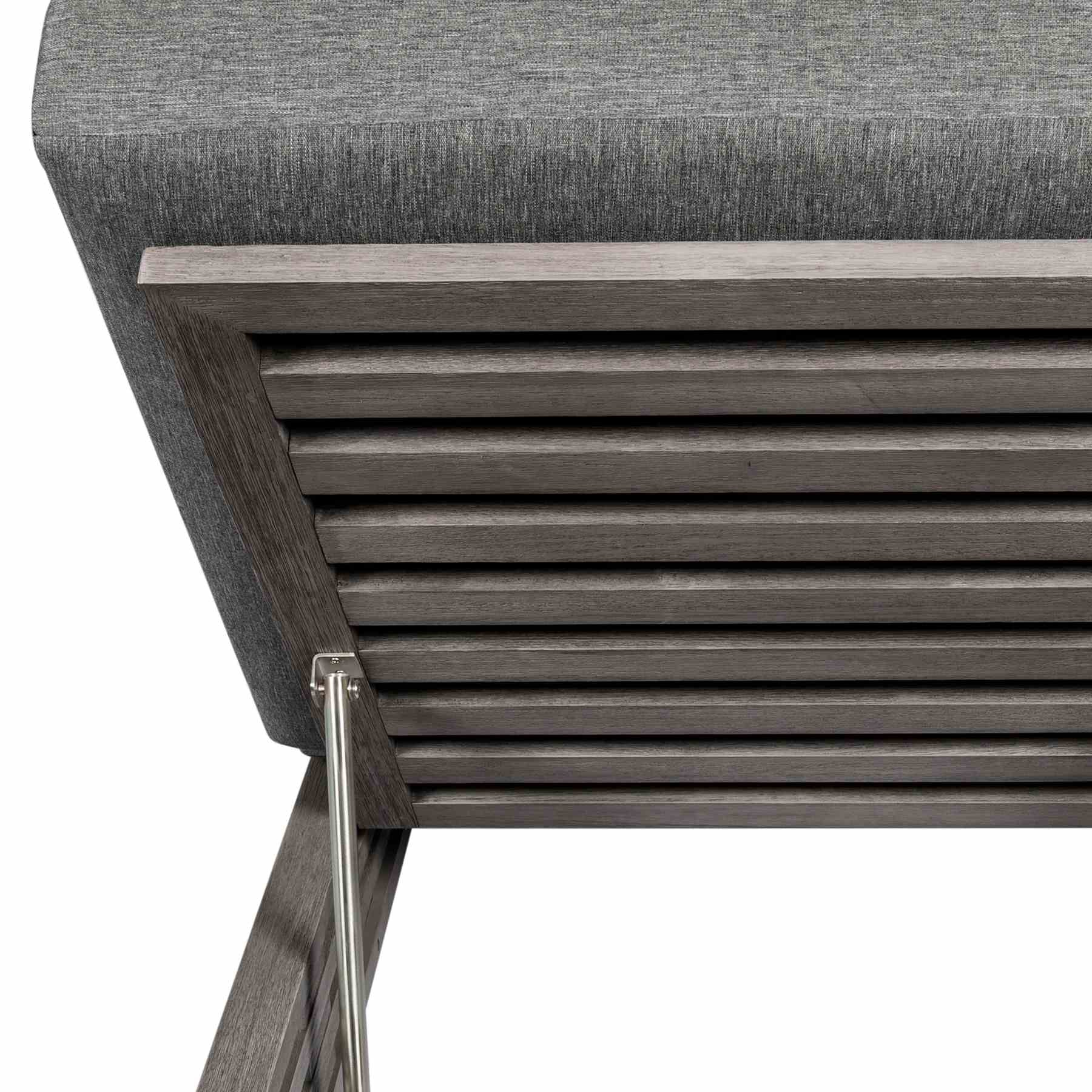 Vivid Outdoor Patio Chaise Lounge Chair in Gray Eucalyptus Wood with Gray Olefin Cushions - Image 9