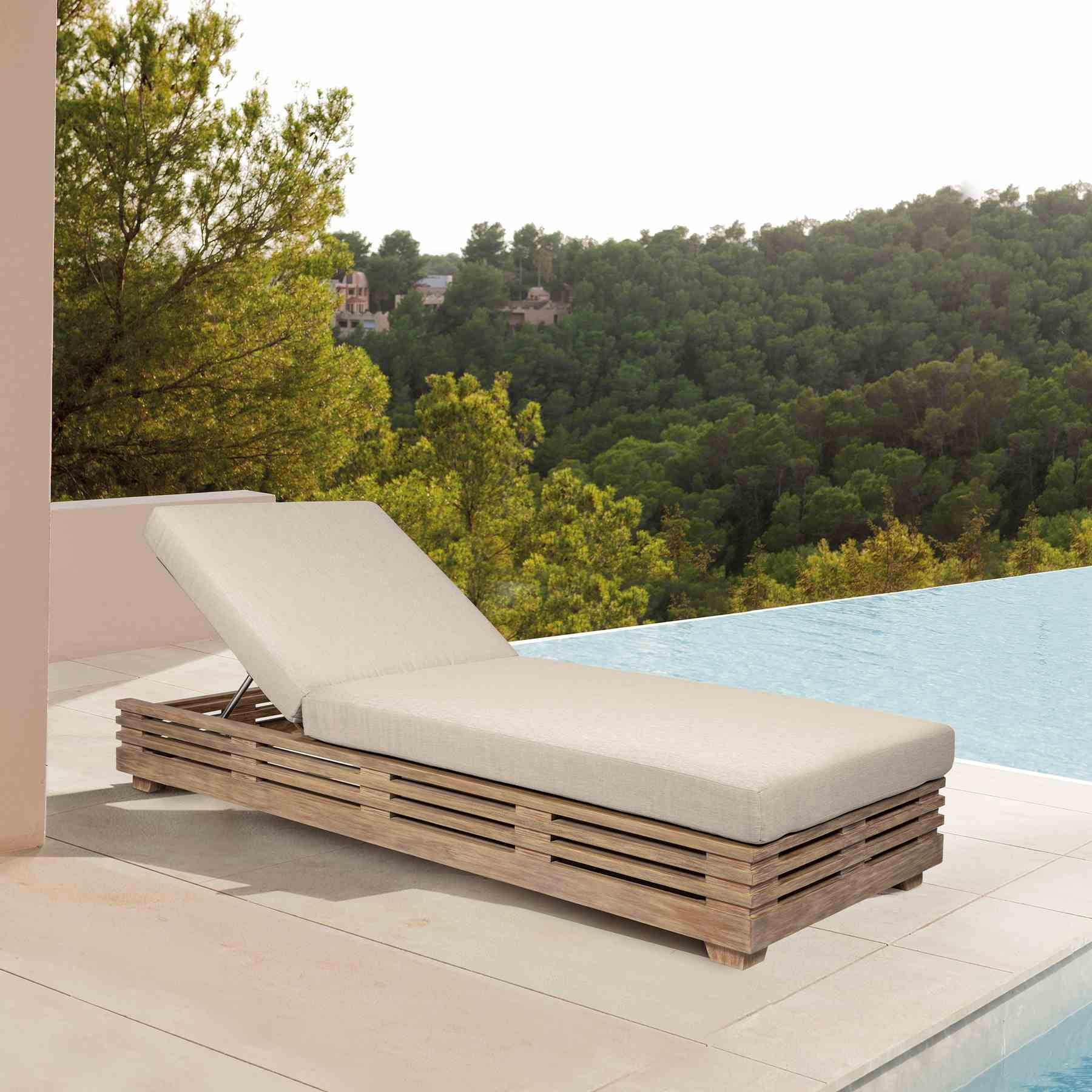 Vivid Outdoor Patio Chaise Lounge Chair in Light Eucalyptus Wood with Taupe Olefin Cushions - Image 10
