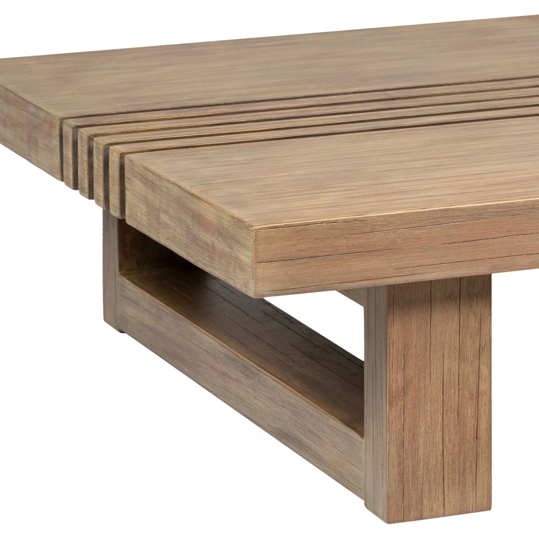 Vivid Outdoor Patio Coffee Table in Light Eucalyptus Wood - Image 5