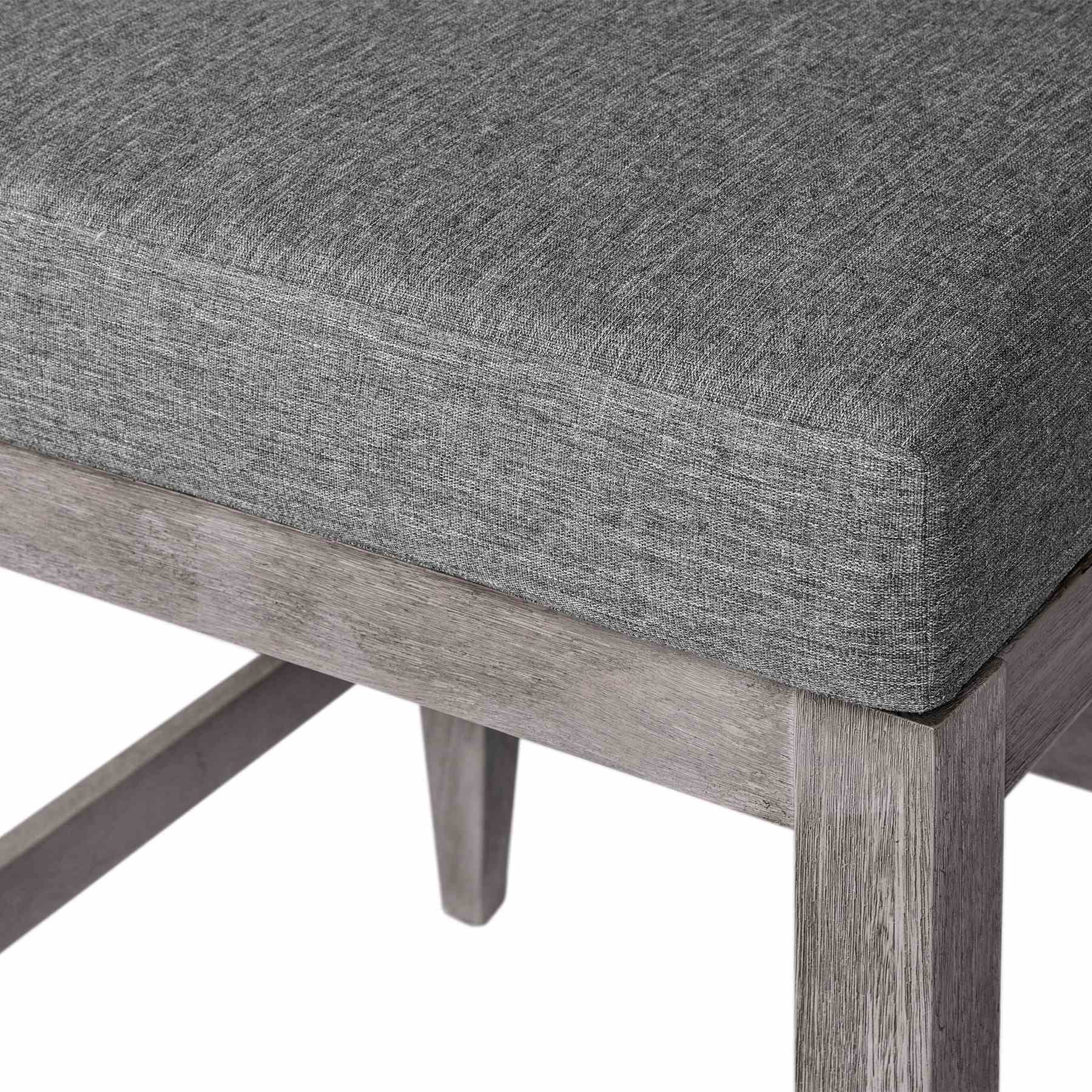 Vivid Outdoor Patio Counter Stool in Gray Eucalyptus Wood with Gray Olefin Cushions - Image 8