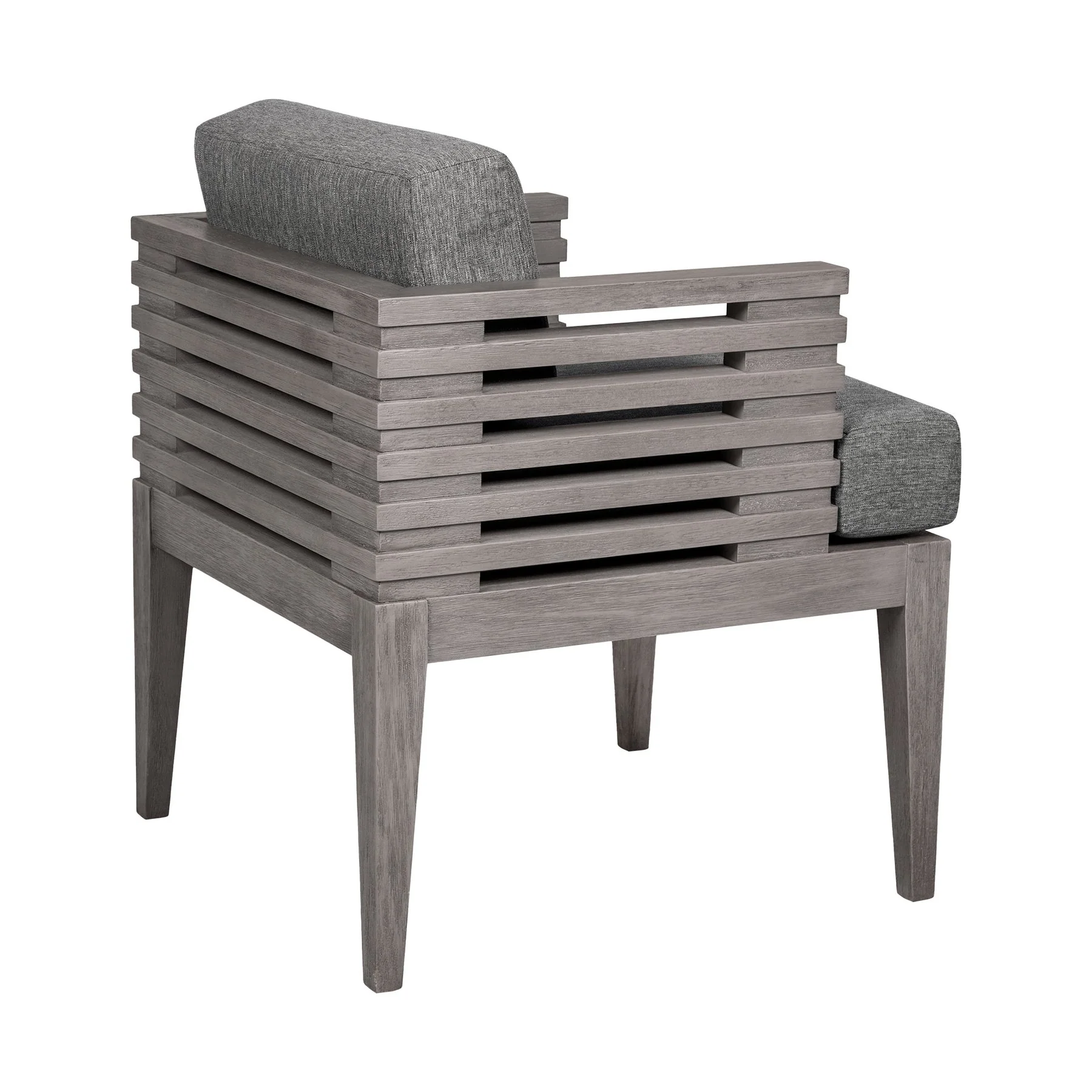 Vivid Outdoor Patio Dining Chair in Gray Eucalyptus Wood with Gray Olefin Cushions - Image 4