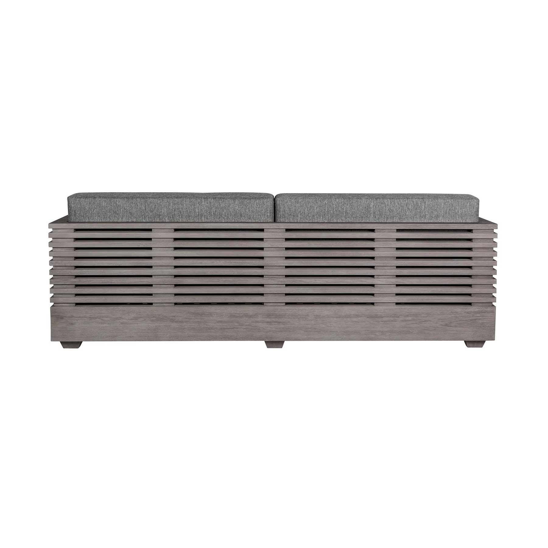 Vivid Outdoor Patio Sofa in Gray Eucalyptus Wood with Gray Olefin Cushions - Image 4
