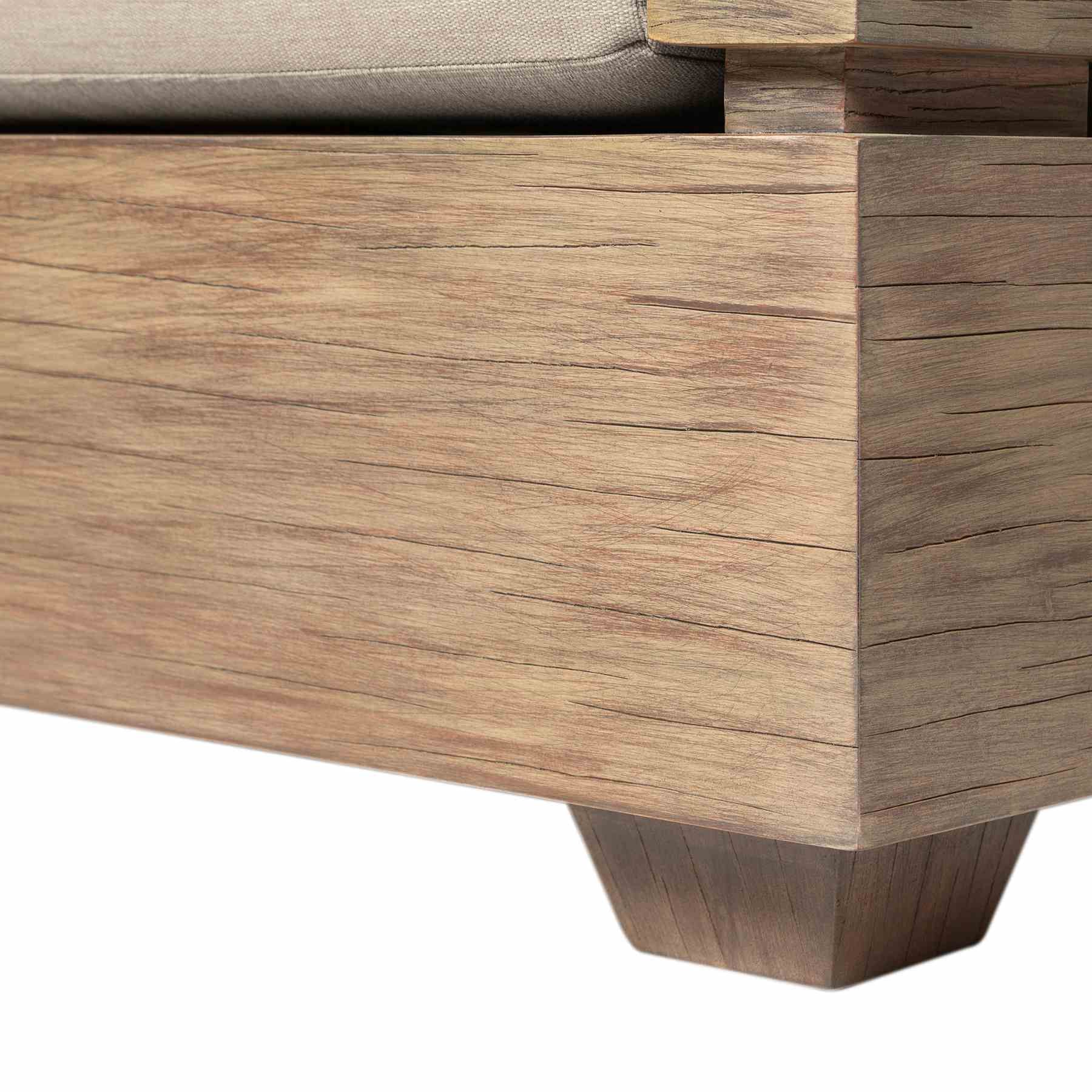 Vivid Outdoor Patio Sofa in Light Eucalyptus Wood with Taupe Olefin Cushions - Image 8