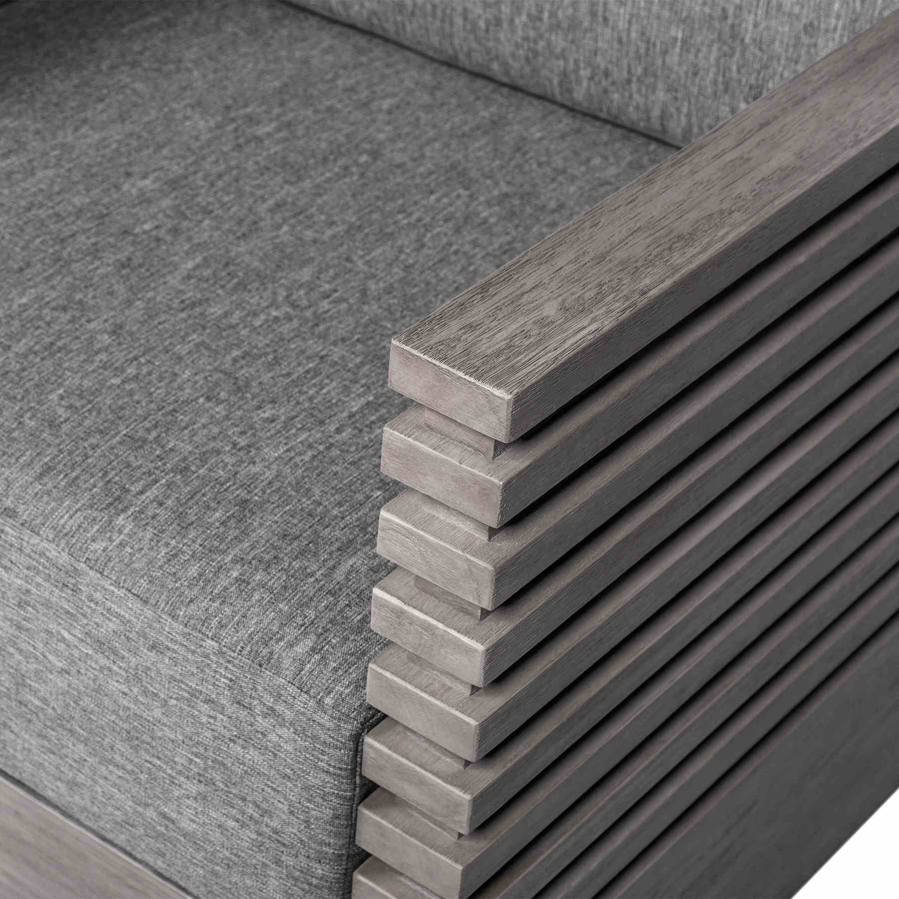 Vivid Swivel Outdoor Patio Chair in Gray Eucalyptus Wood with Gray Olefin Cushions - Image 7