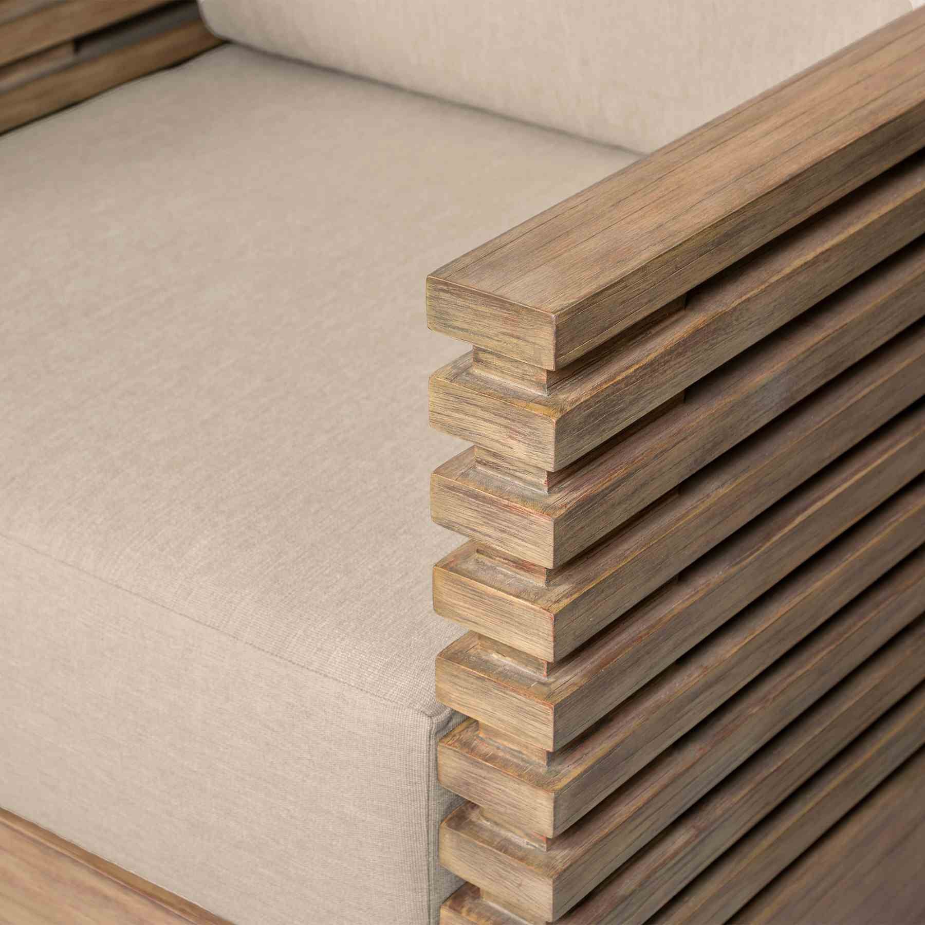 Vivid Swivel Outdoor Patio Chair in Light Eucalyptus Wood with Taupe Olefin Cushions - Image 7
