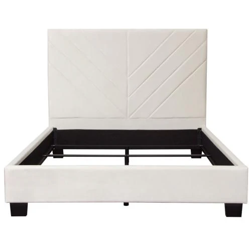 Vogue Eastern King Bed w/ 54" Headboard in Light Cream Velvet