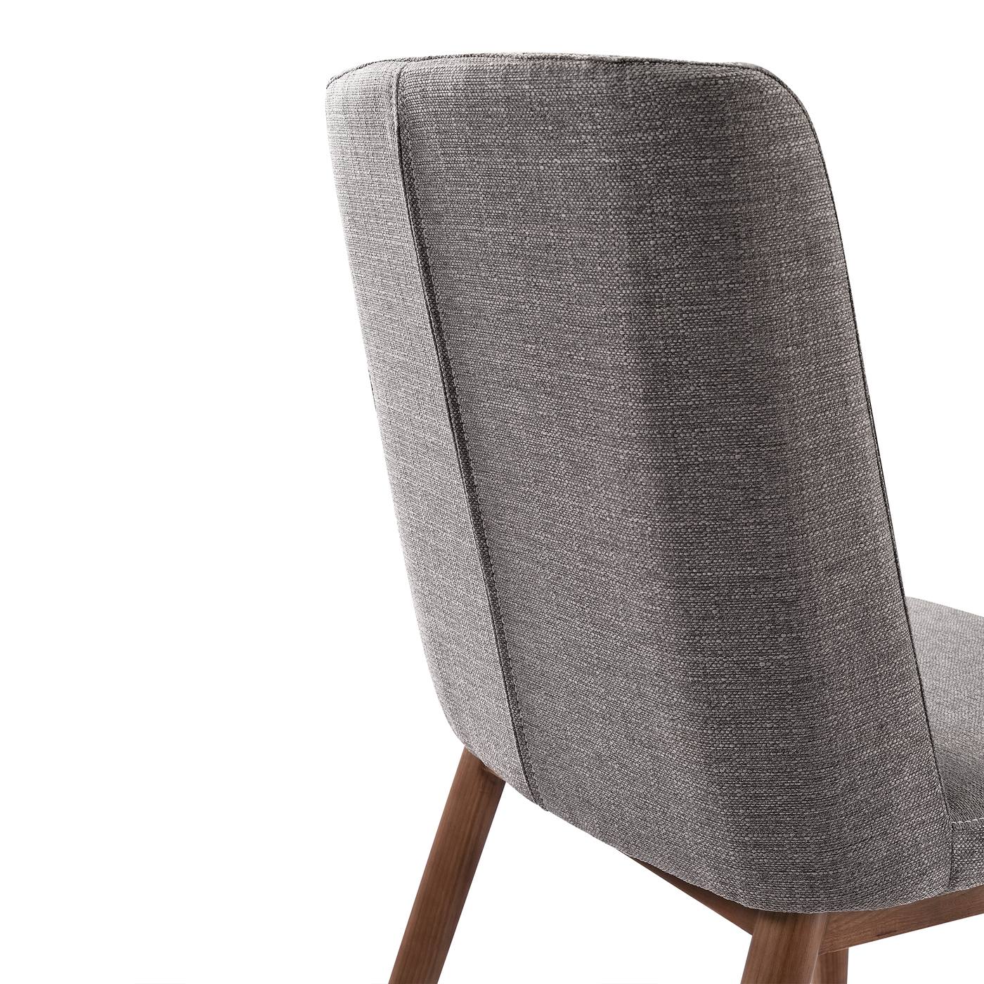 Wade Mid-Century Dining Chair in Walnut Finish and Gray Fabric - Set of 2 - Image 6
