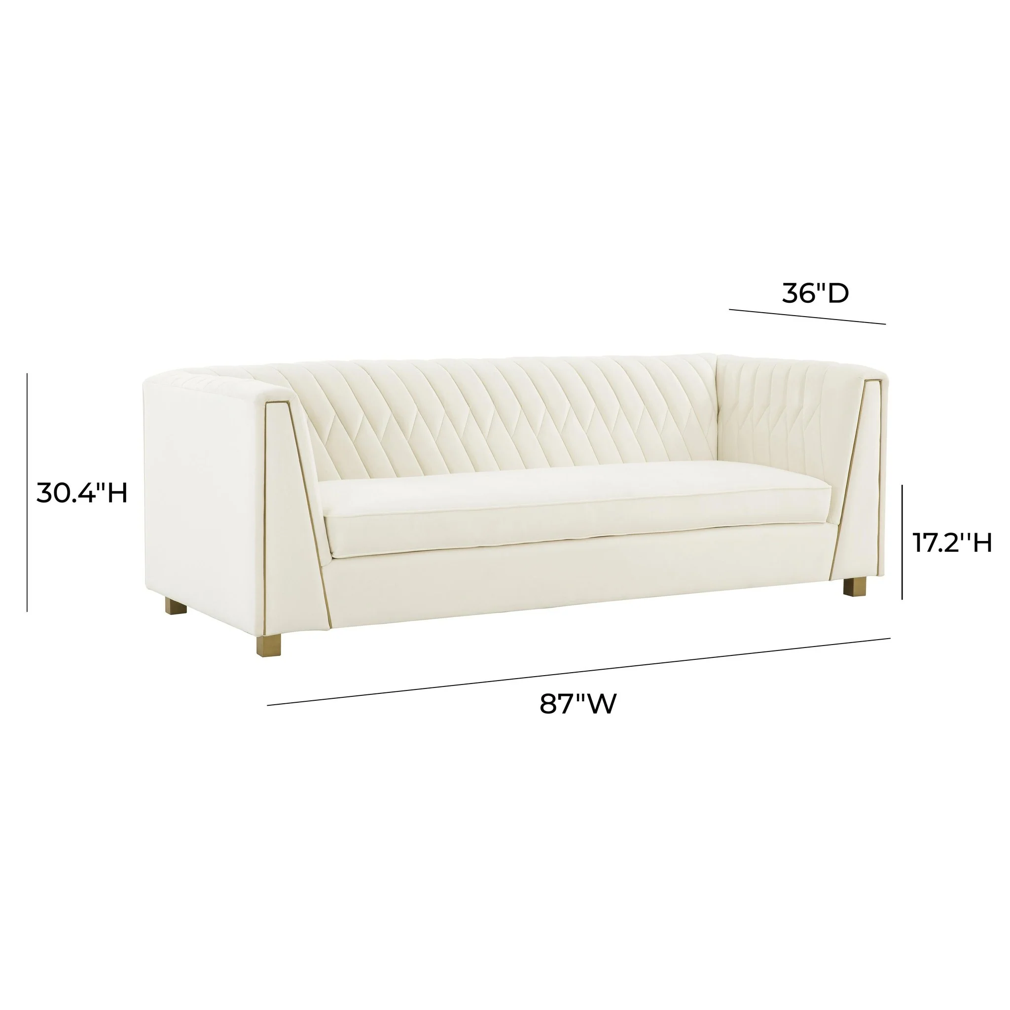 Wafa Cream Velvet Sofa - Image 6