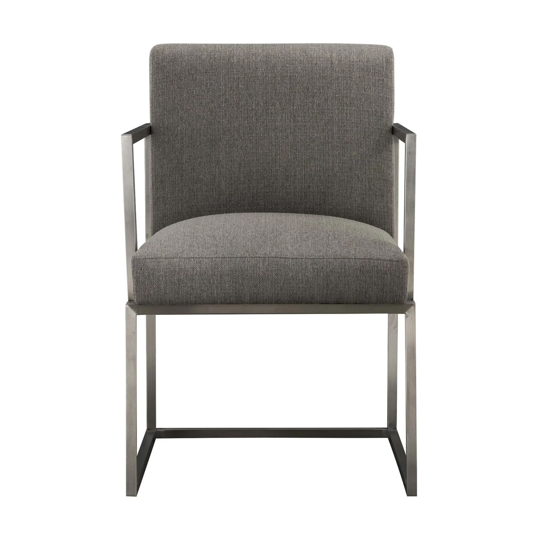 Warwick Contemporary Dining Chair in Brushed Stainless Steel Finish with Gray Fabric - Image 2