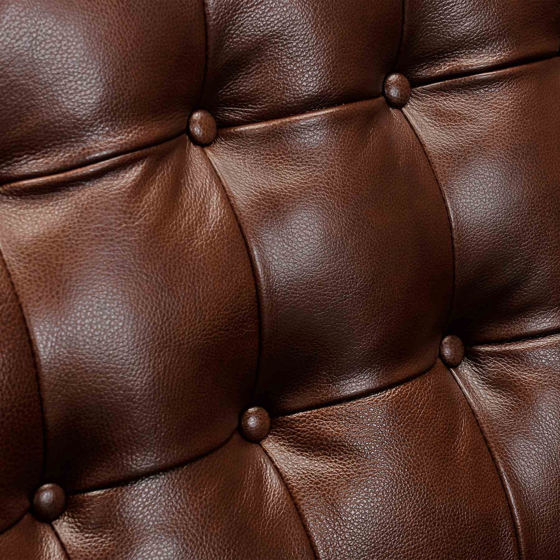 Wesley Chestnut Genuine Leather Power Footrest Tuxedo Arm Accent Chair - Image 5