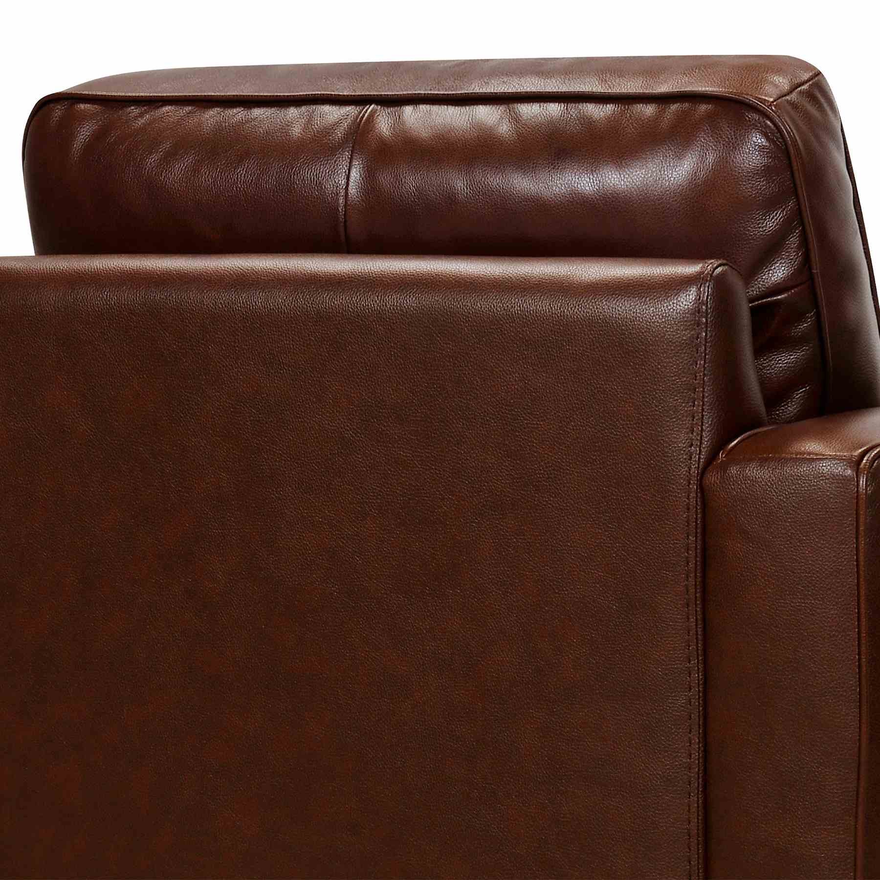 Wesley Chestnut Genuine Leather Power Footrest Tuxedo Arm Accent Chair - Image 6