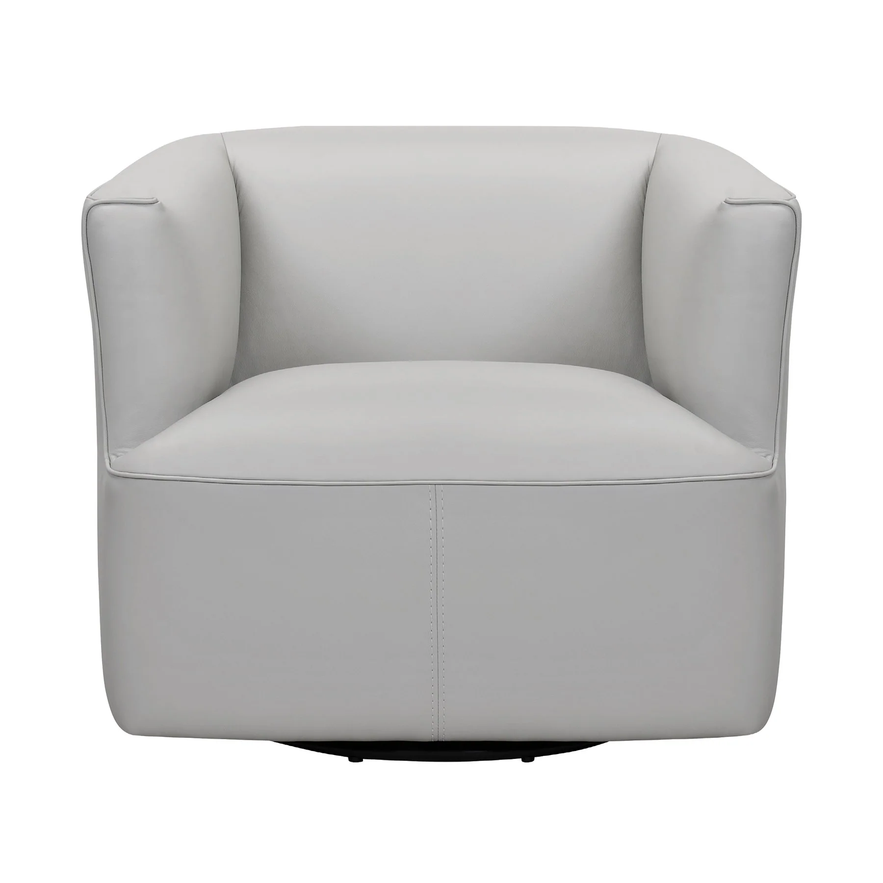 Whitney Swivel Dove Gray Genuine Leather Barrel Chair - Image 2