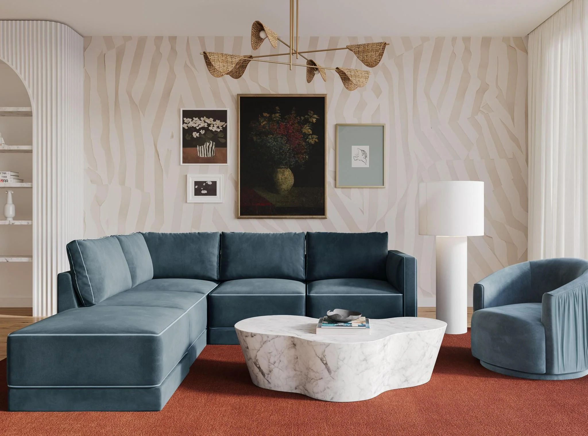 Willow Misty Blue Modular LAF Sectional - Image 2