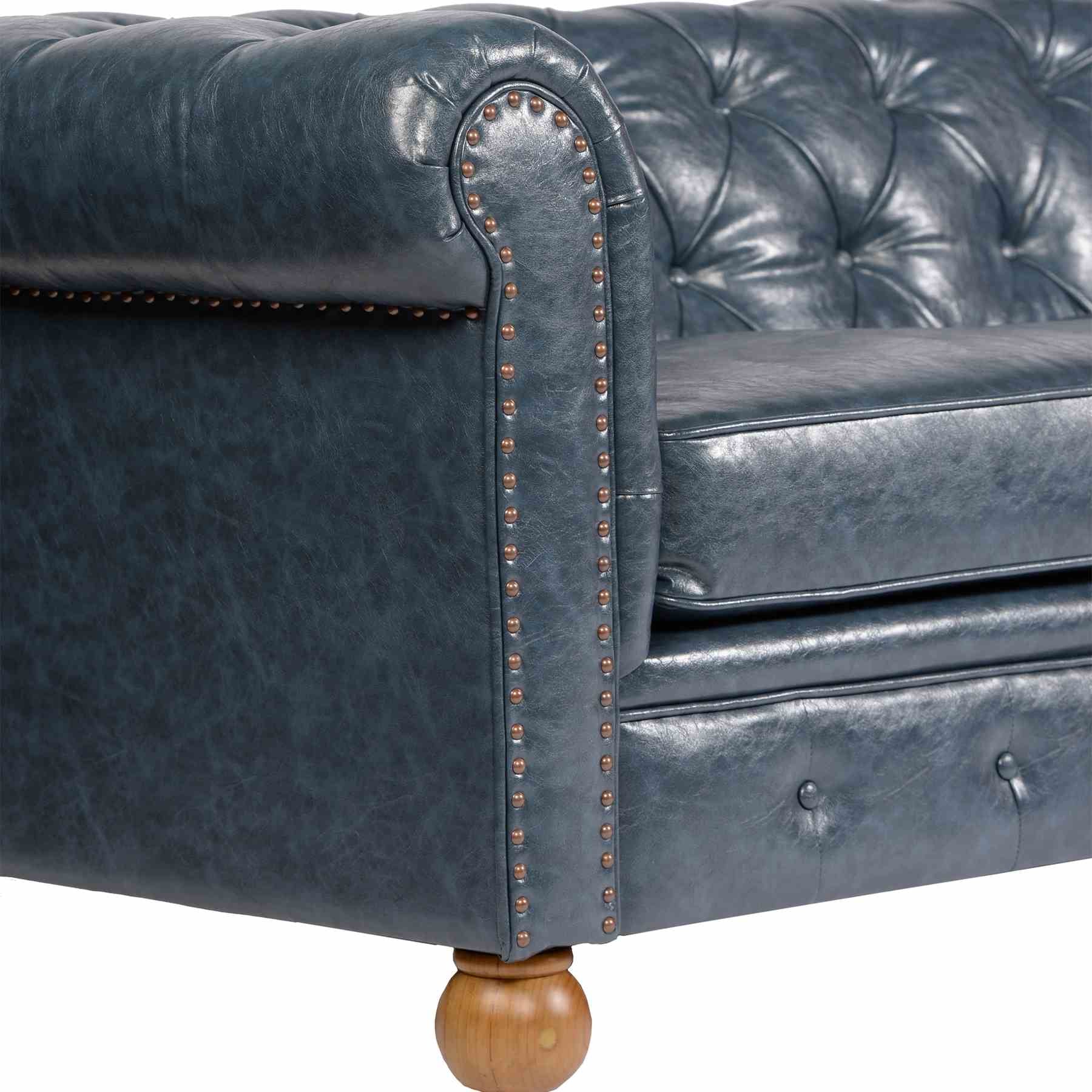 Winston Antique Blue Bonded Leather Sofa Chair - Image 2