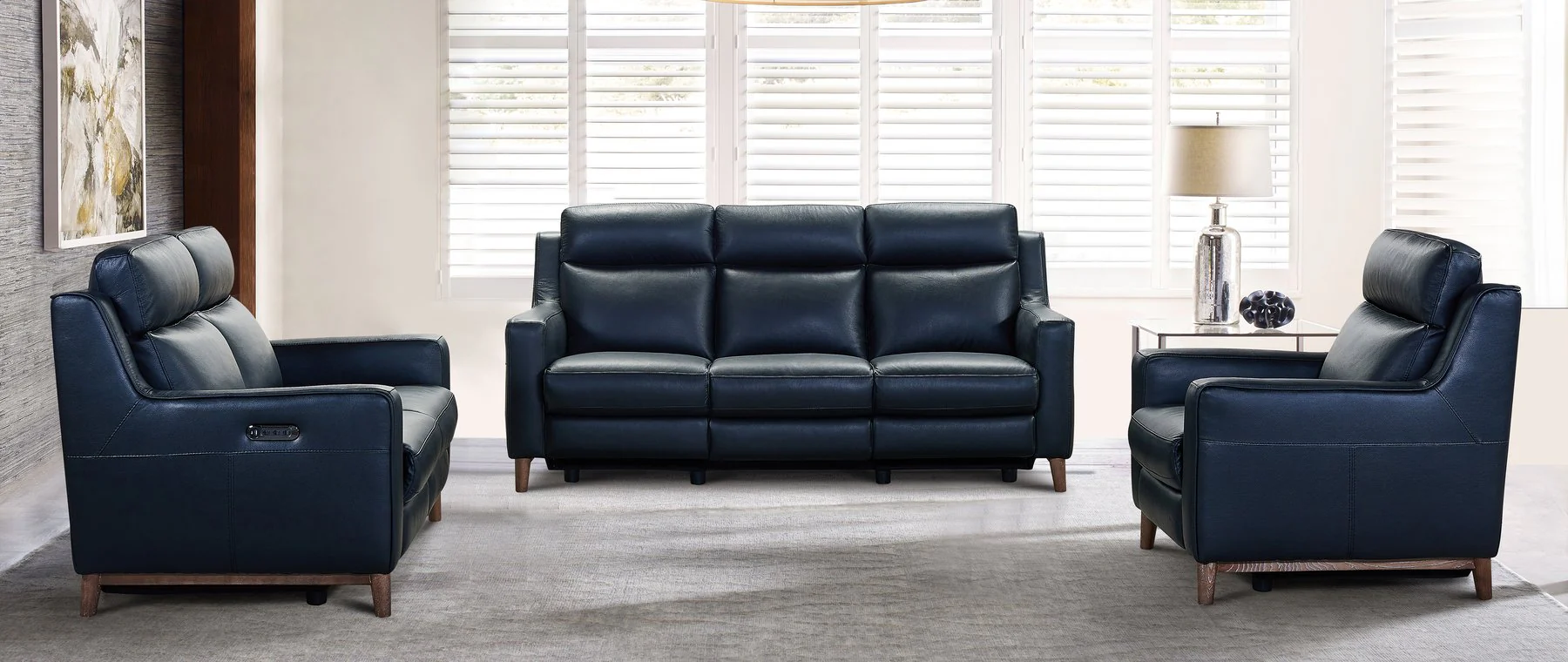 Wisteria Contemporary Chair in Light Brown Wood Finish and Black Genuine Leather - Image 11
