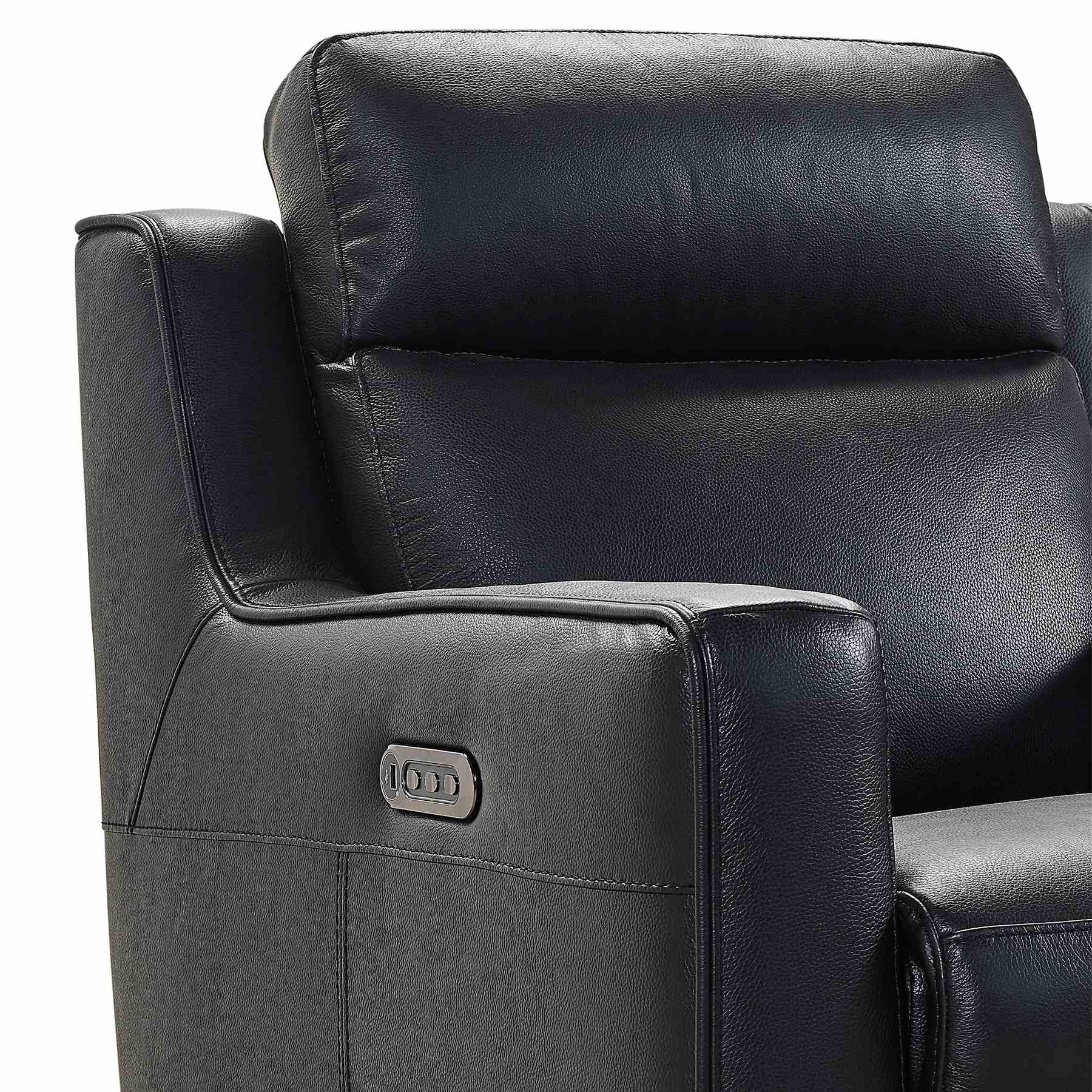 Wisteria Contemporary Chair in Light Brown Wood Finish and Black Genuine Leather - Image 5