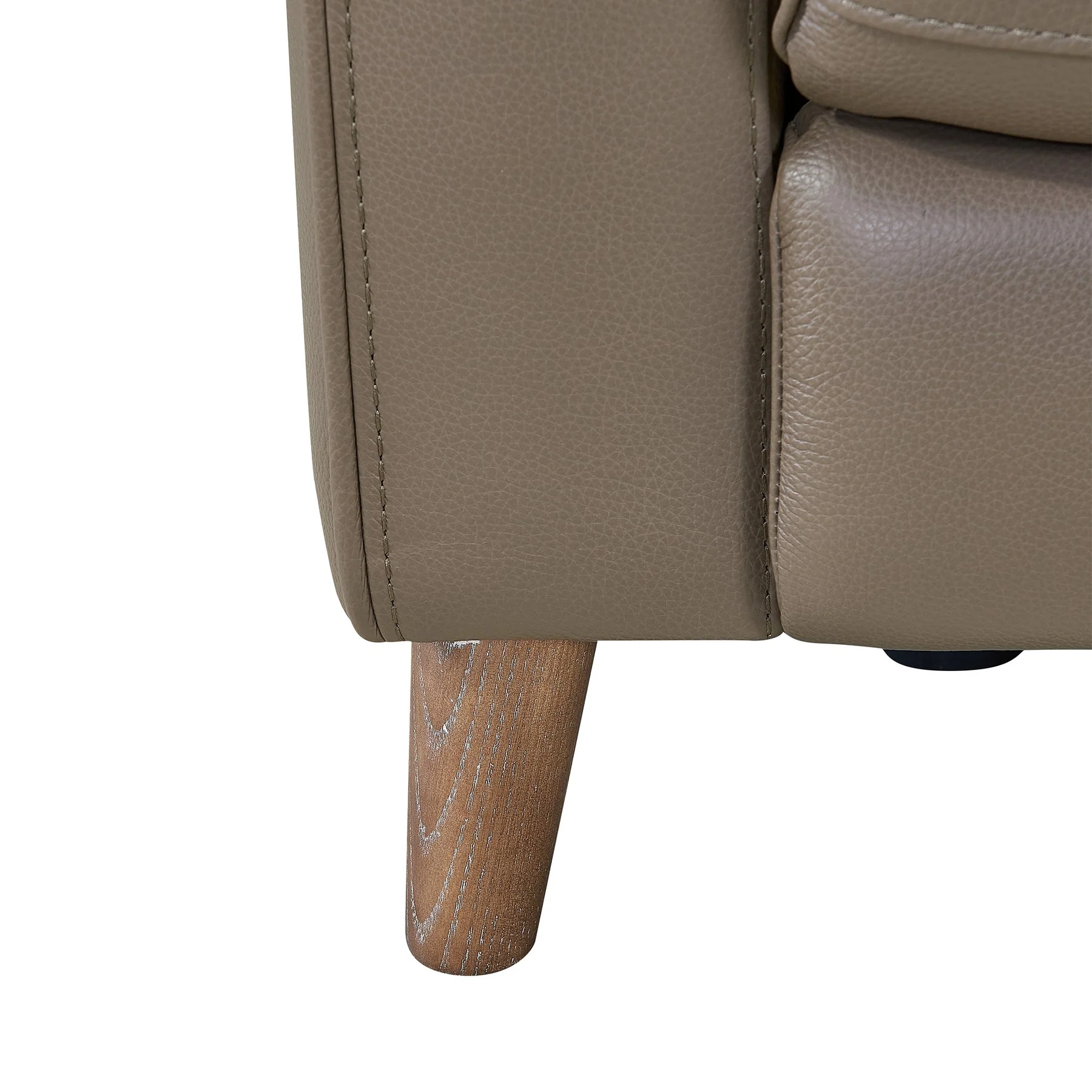 Wisteria Contemporary Chair in Light Brown Wood Finish and Taupe Genuine Leather - Image 6