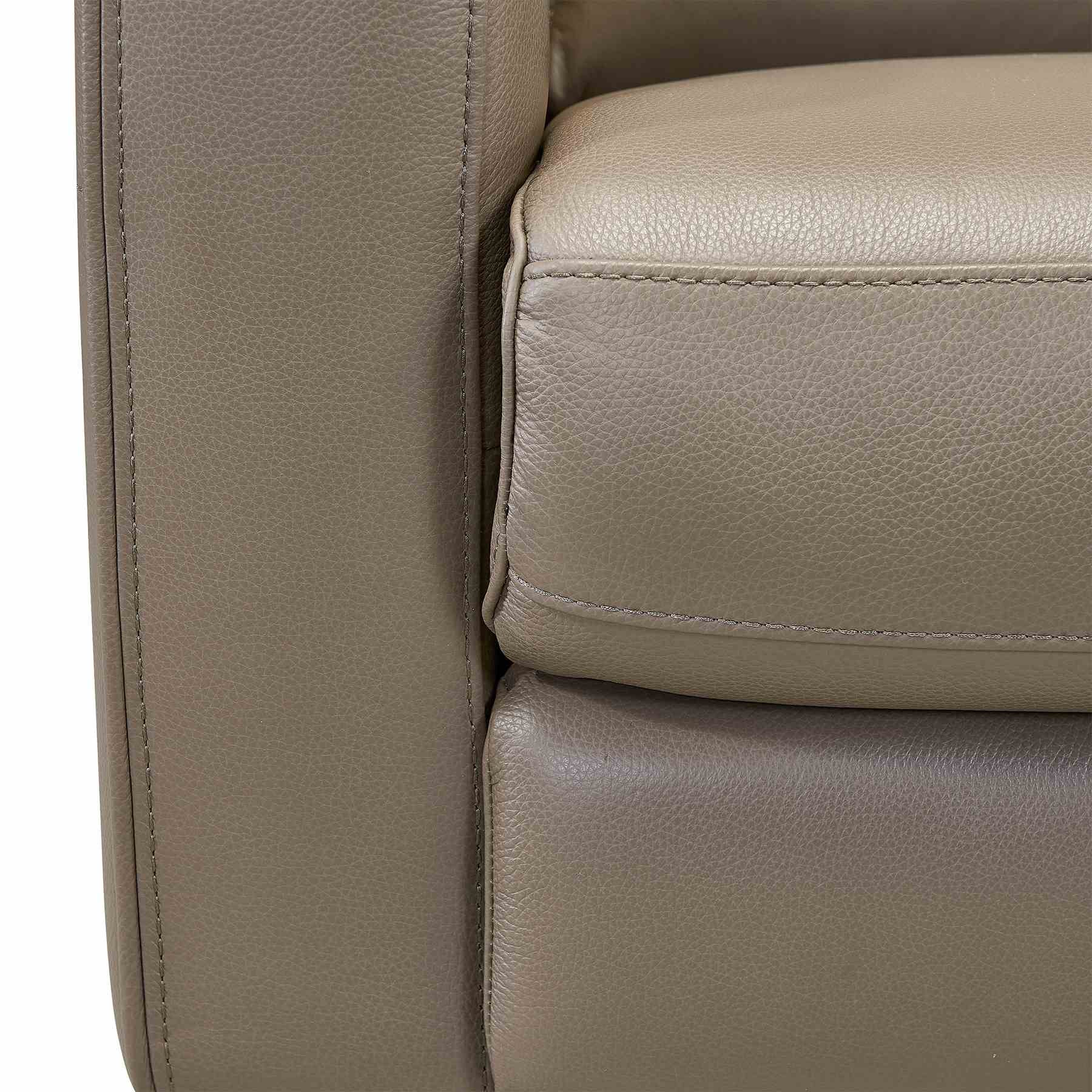 Wisteria Contemporary Loveseat in Light Brown Wood Finish and Taupe Genuine Leather - Image 7