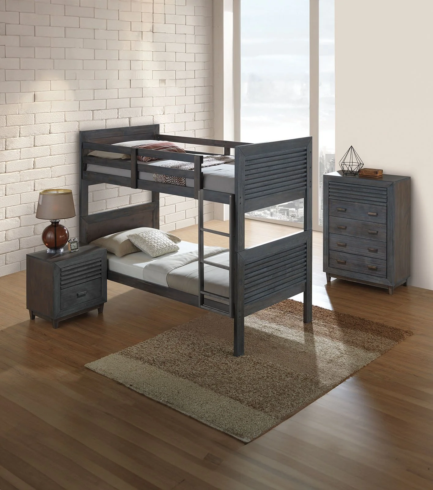 Witham Twin/Full Bunk Bed, Charcoal Brown - Image 2