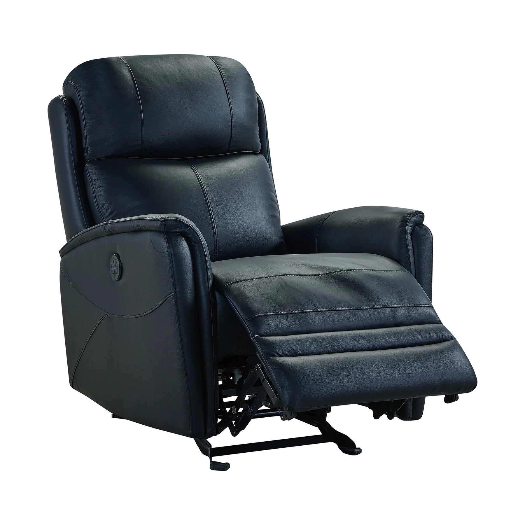 Wolfe Contemporary Recliner in Black Genuine Leather - Image 2