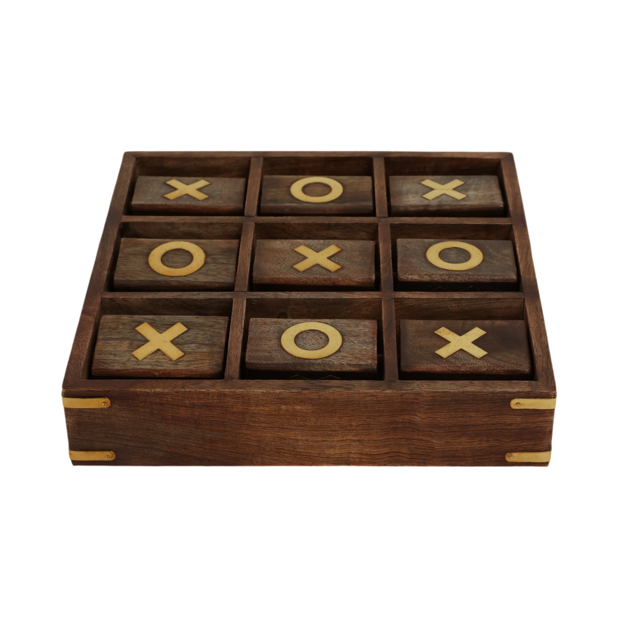 Wood, 10x10 Revolving Tic Tac Toe, Brown