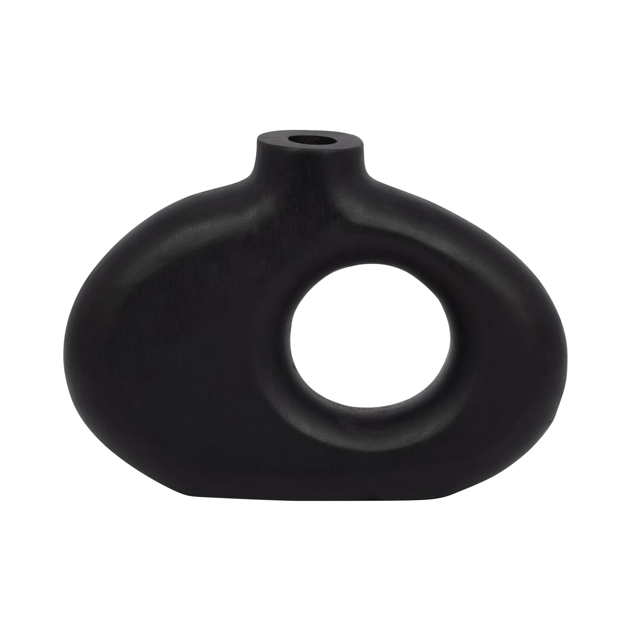 Wood, 10x7"h Cut-out Vase, Black