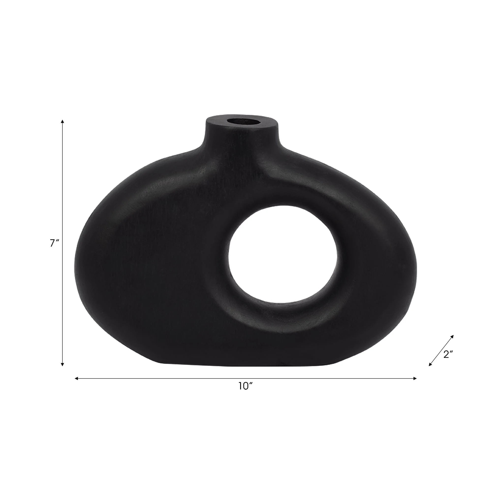 Wood, 10x7"h Cut-out Vase, Black - Image 9