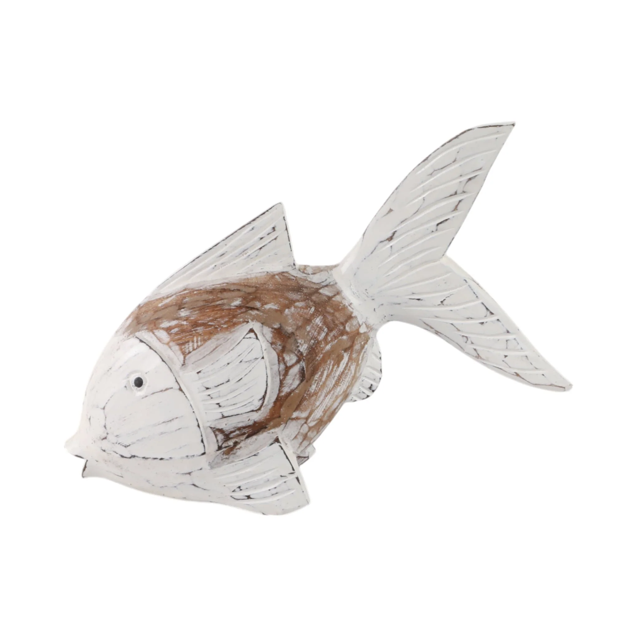 Wood, 11" Flounder Fish, Natural/white - Image 4