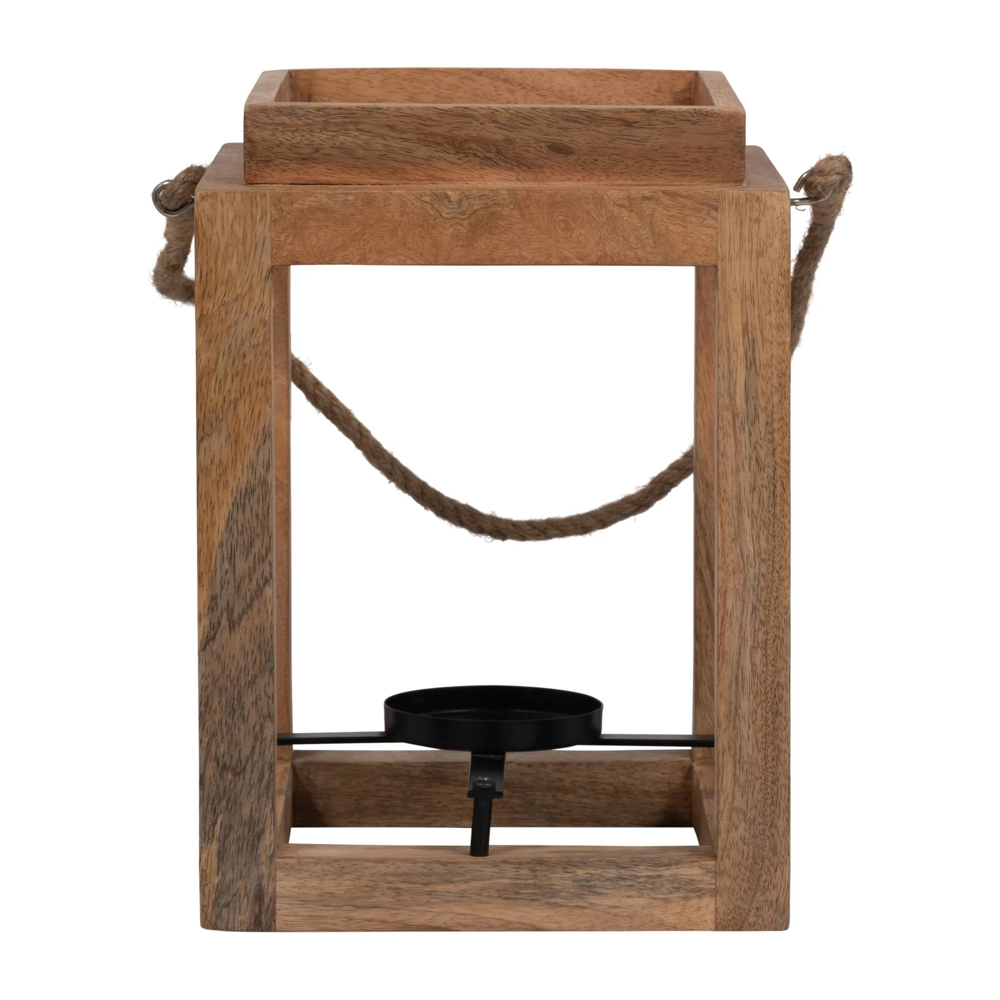 Wood, 11"h Open Lantern Holder, Brown