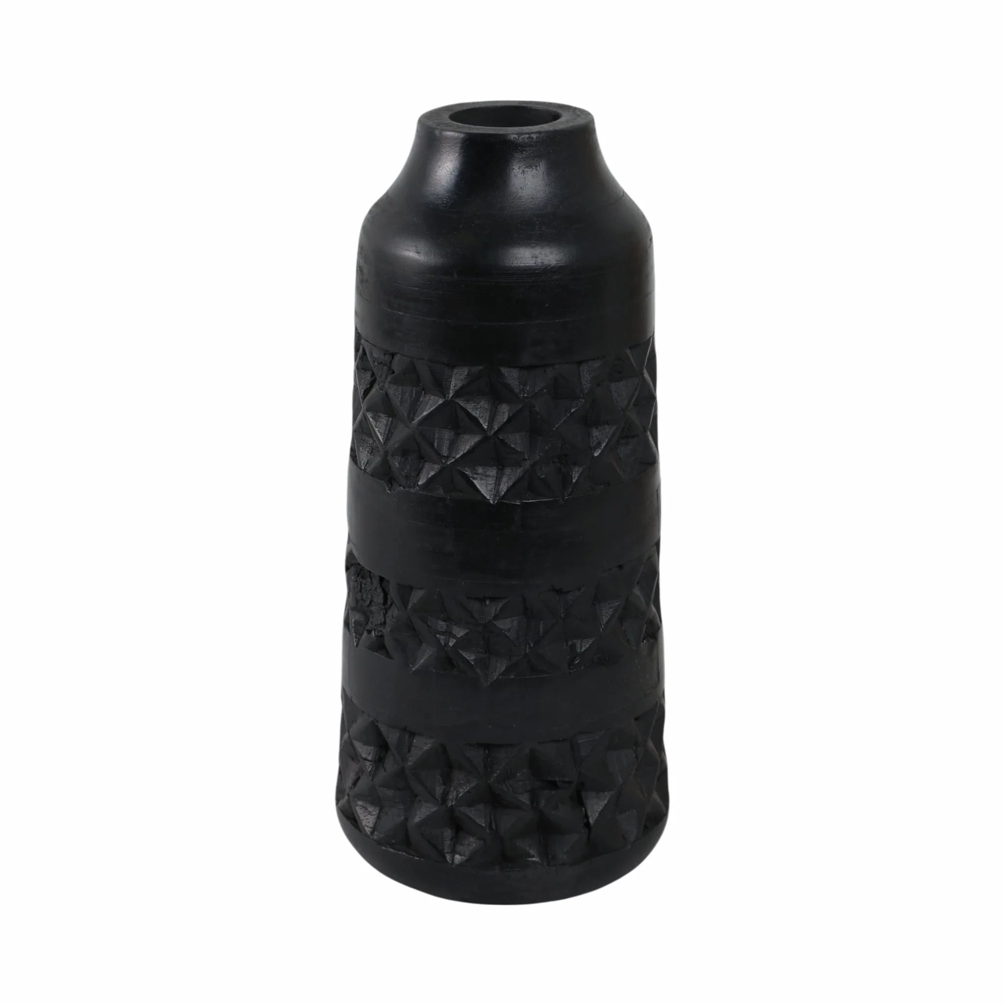 Wood 12" Stained Vase, Black