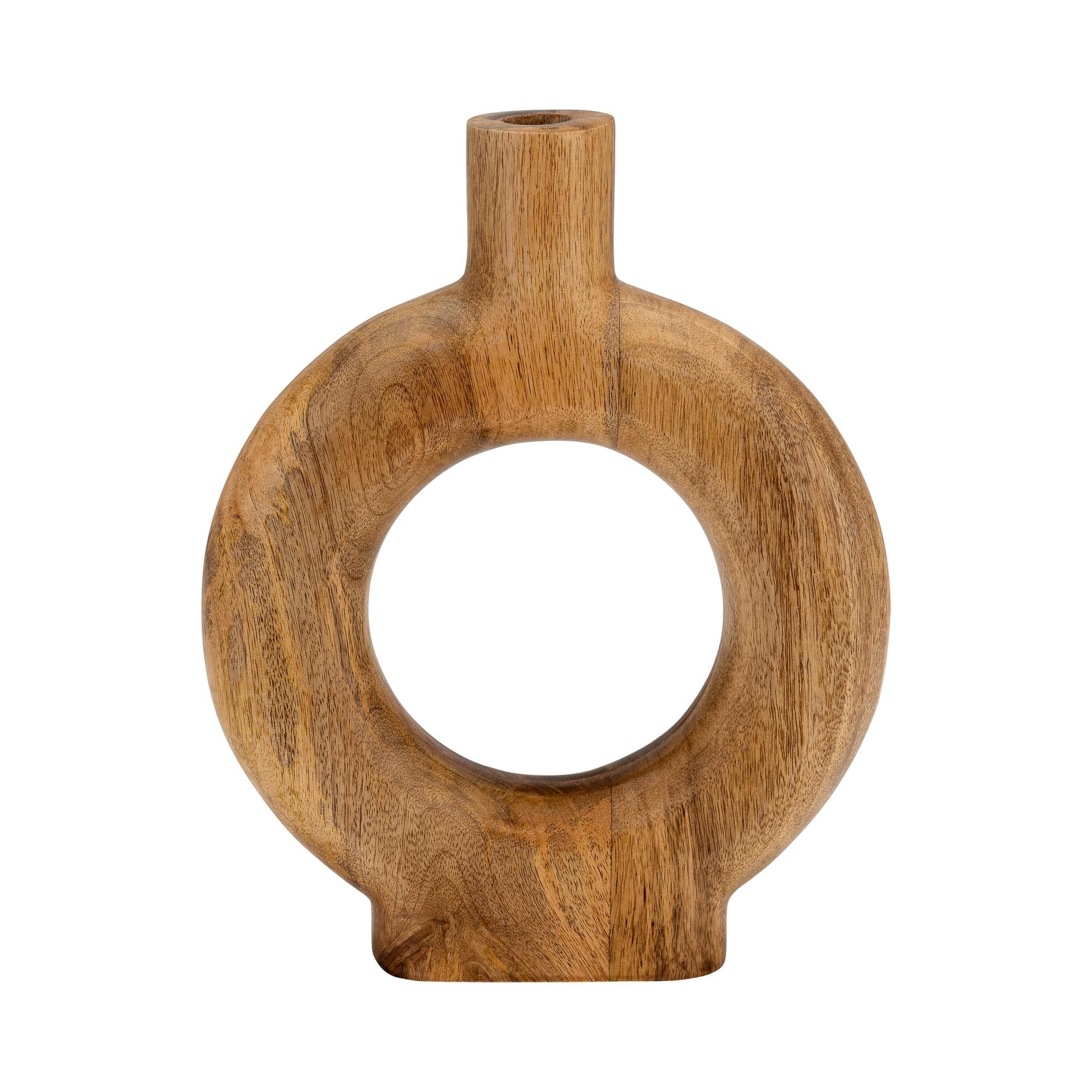 Wood, 12"h Donut Shaped Vase, Brown - Image 2