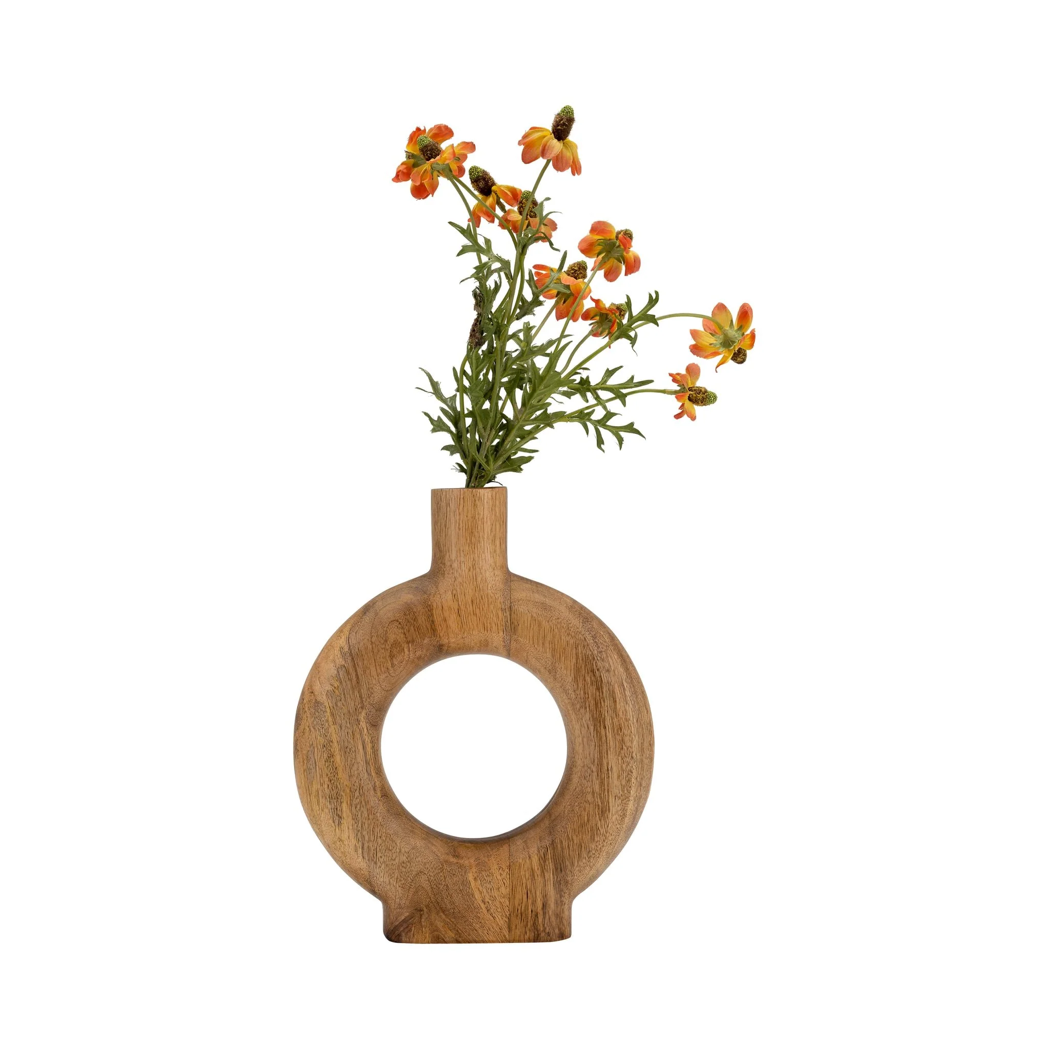 Wood, 12"h Donut Shaped Vase, Brown - Image 5