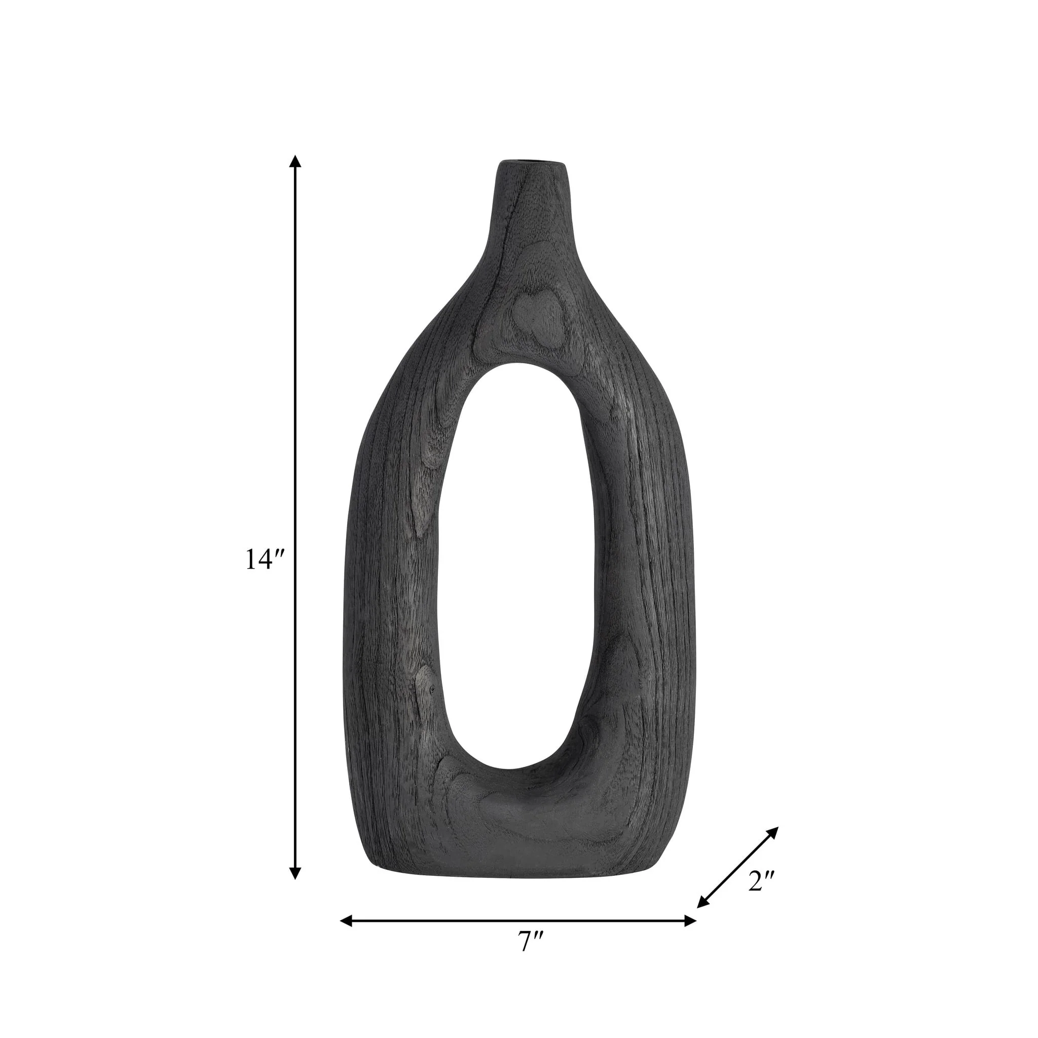 Wood, 14"h Cut-out Vase, Black - Image 8