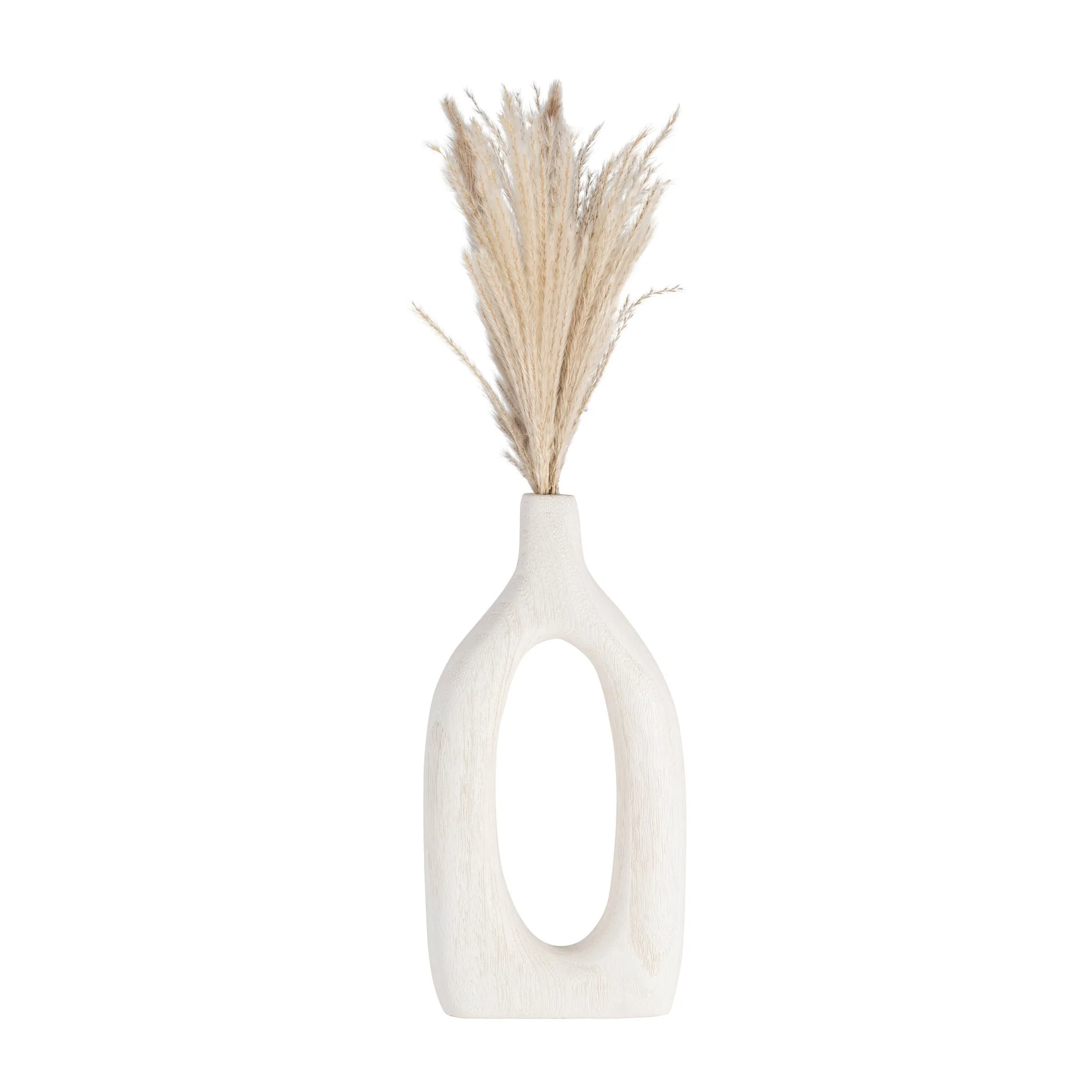Wood, 14"h Cut-out Vase, White - Image 2