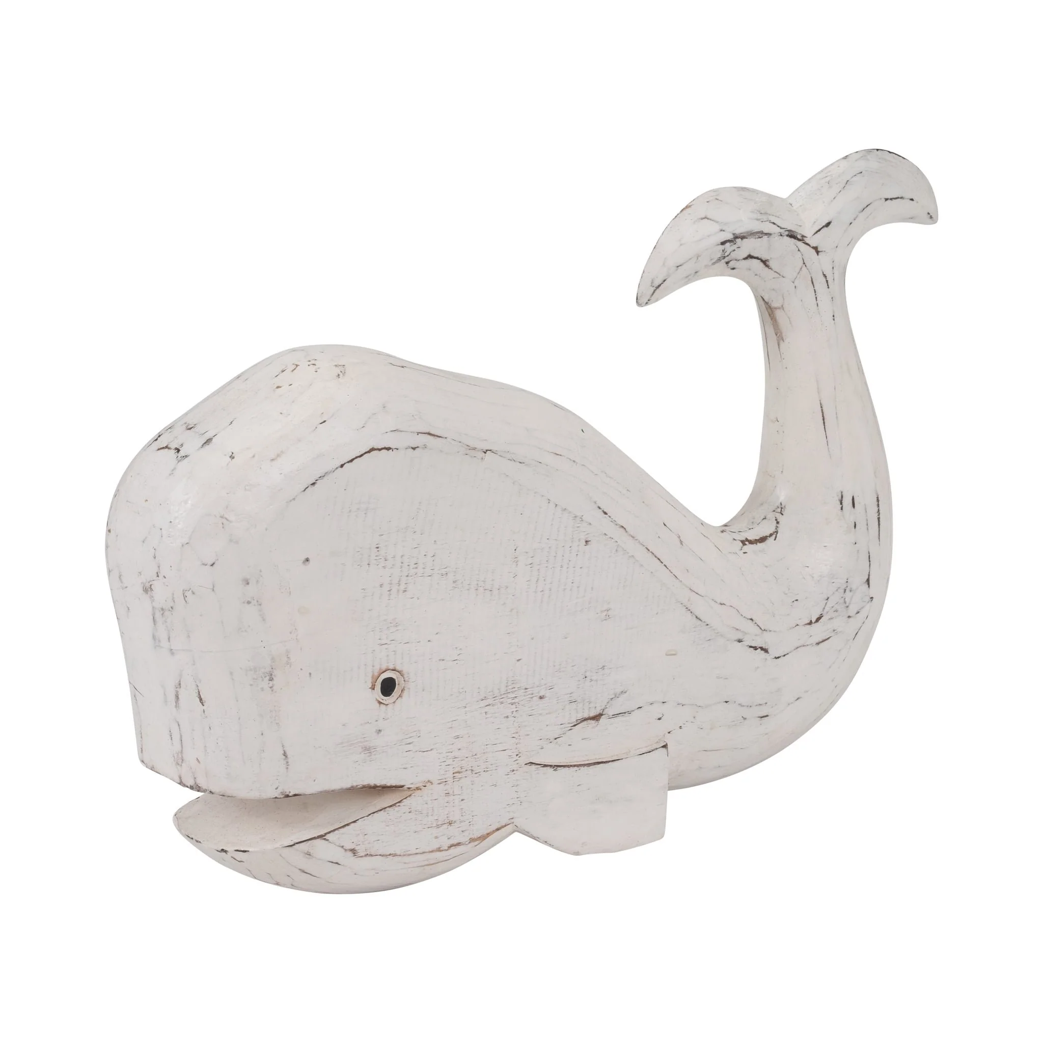 Wood, 15" Tail Up Whale, White - Image 2