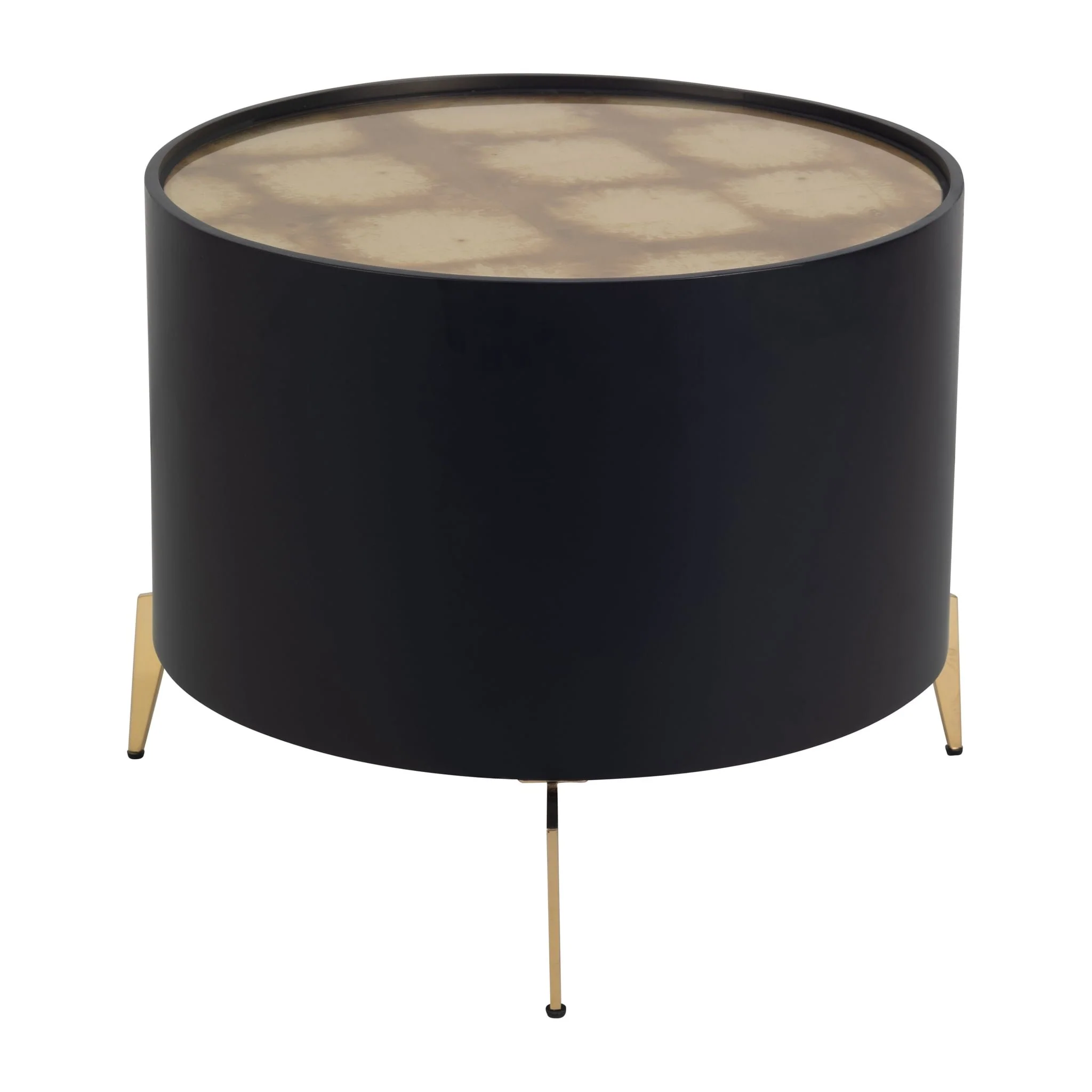 Wood,24" Gold Leaf Top Side Table, Blk/gld - Image 2