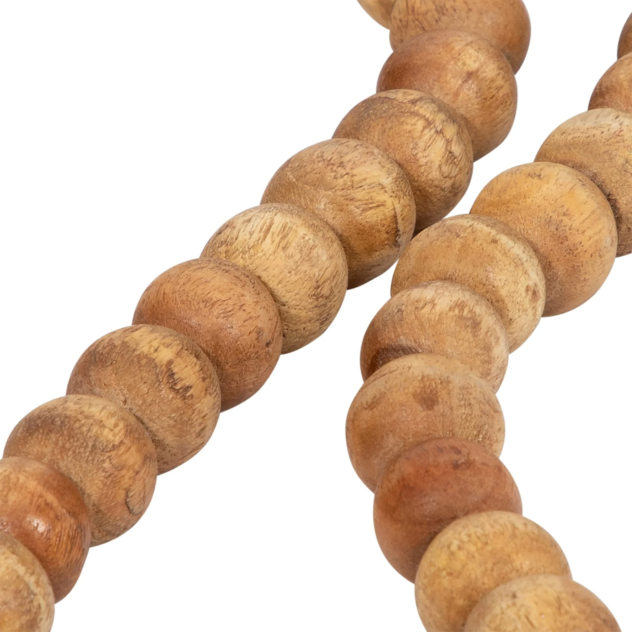 Wood, 26" Beaded Garland With Heart, Natural - Image 4