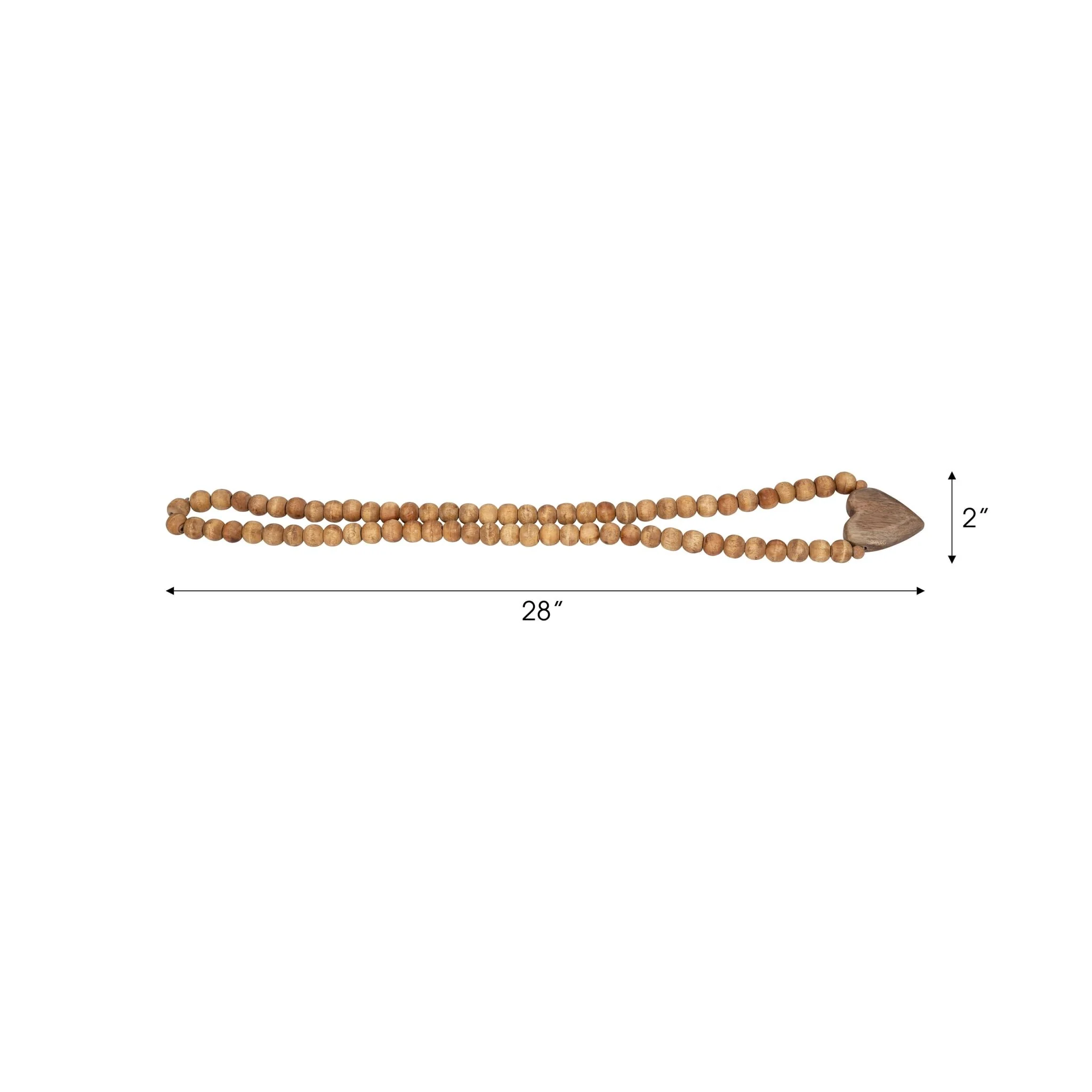 Wood, 26" Beaded Garland With Heart, Natural - Image 6