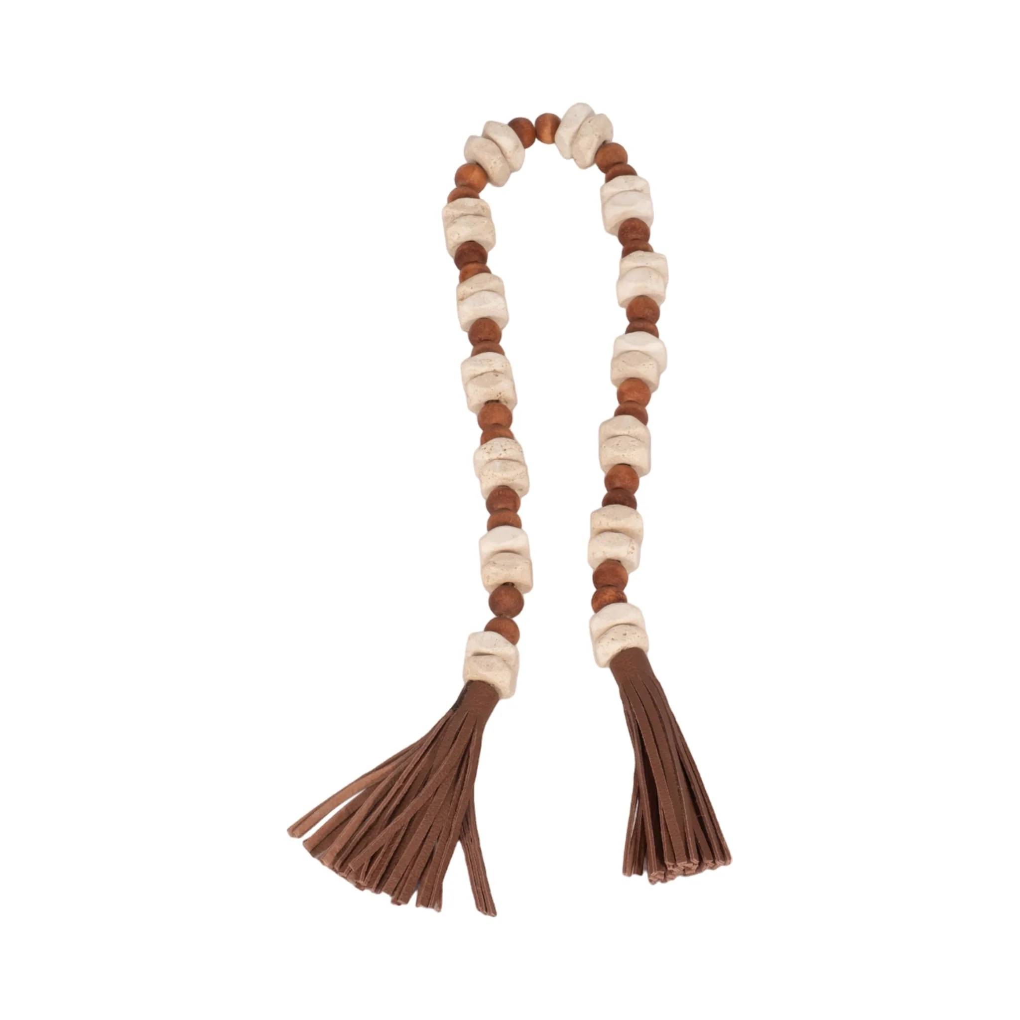 Wood, 26x.75 Travertine Beads Faux Leather, Multi