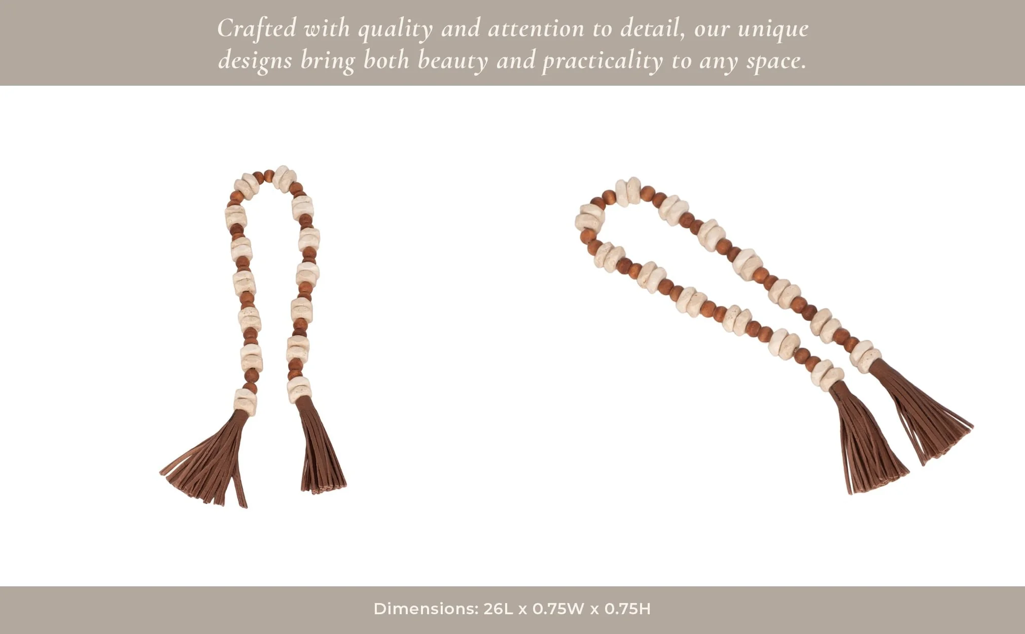 Wood, 26x.75 Travertine Beads Faux Leather, Multi - Image 12