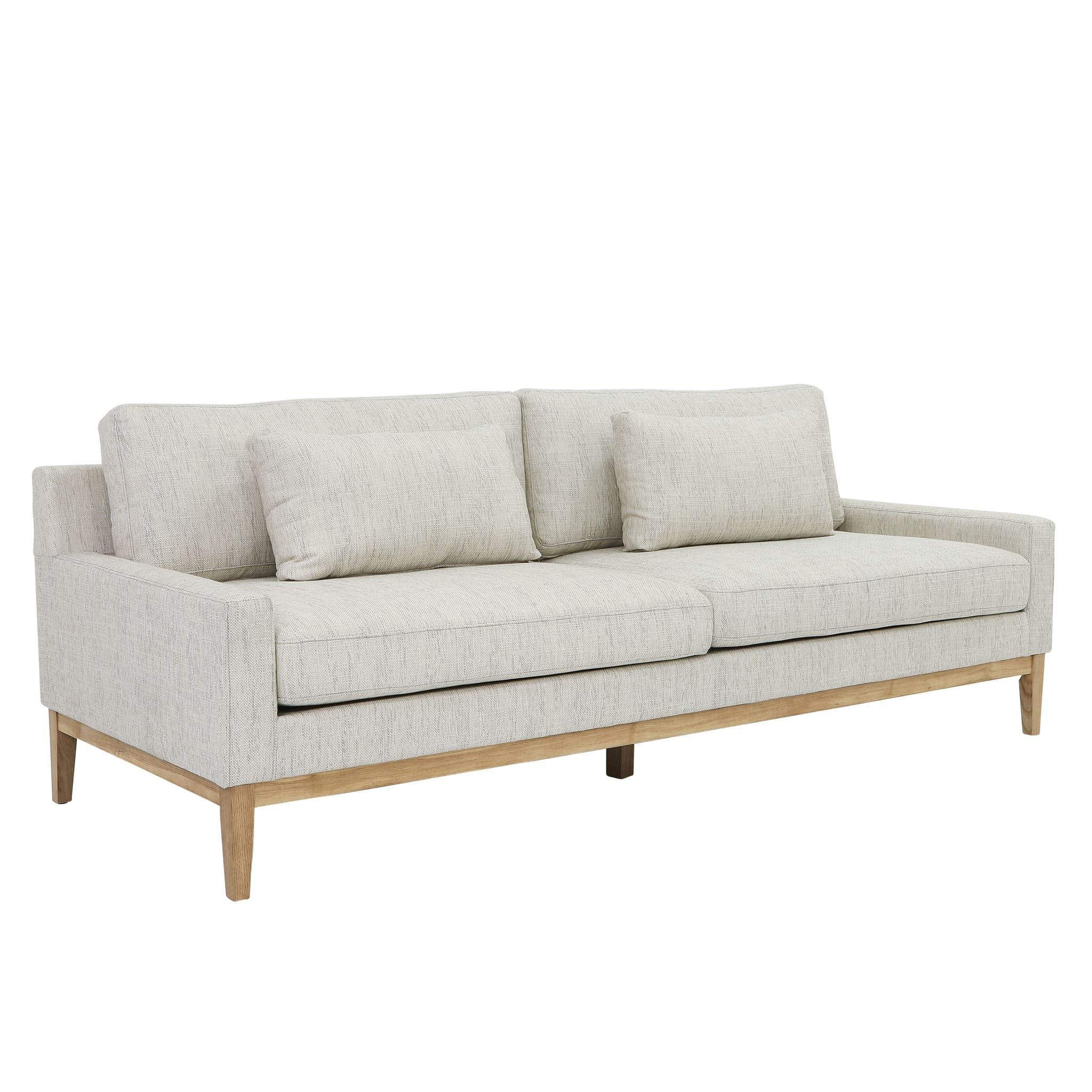Wood, 3-seater Bolstered Sofa, Beige Kd - Image 2