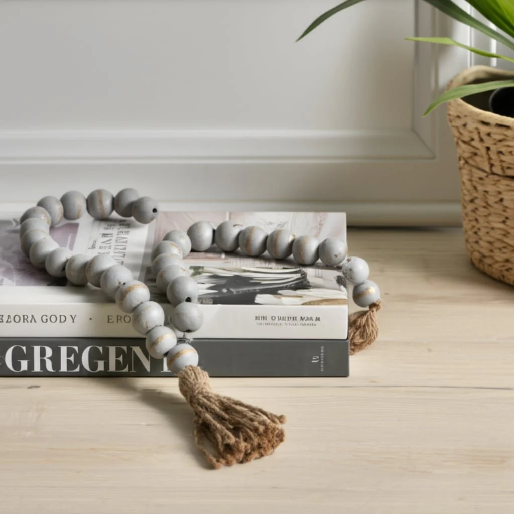 Wood, 30"x1" Double Bead Garland, Antique Gray - Image 12