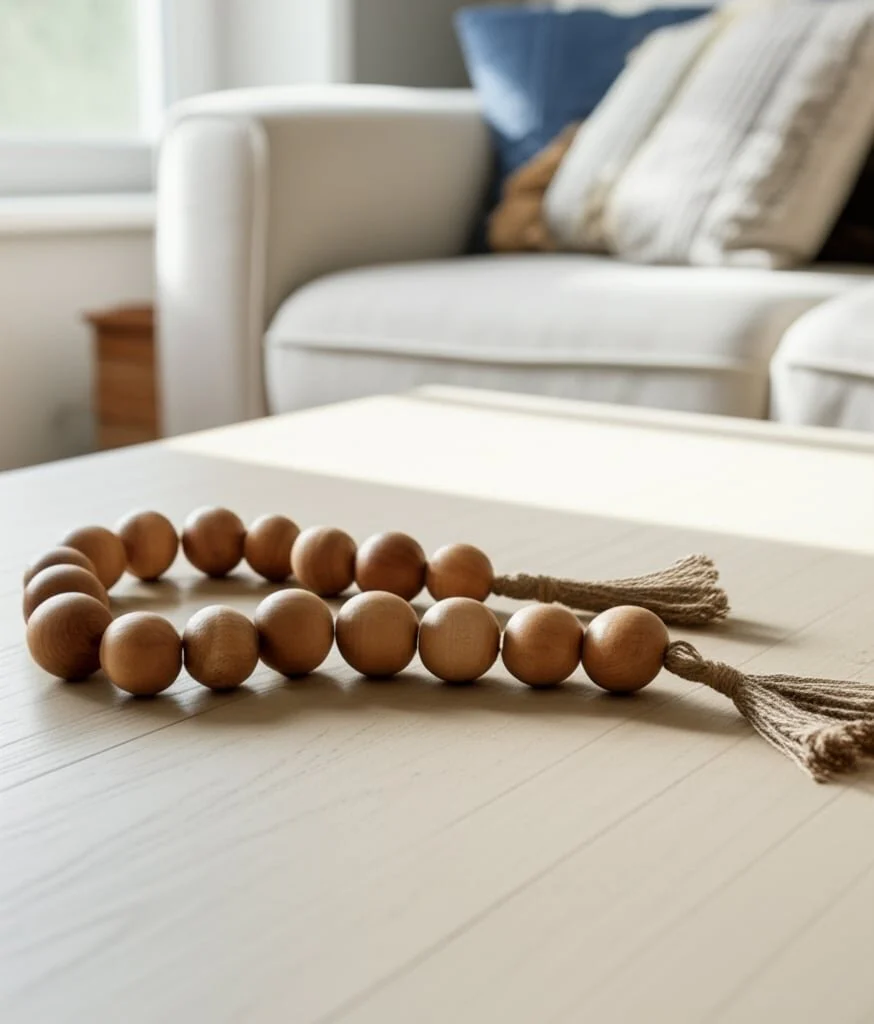 Wood, 32"l, 2"lrg Beaded Garland W/ Tassel,natural - Image 13