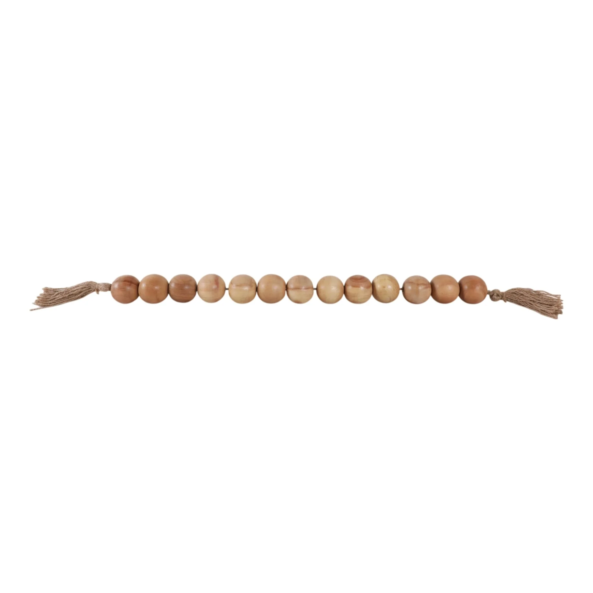 Wood, 32"l, 2"lrg Beaded Garland W/ Tassel,natural - Image 2
