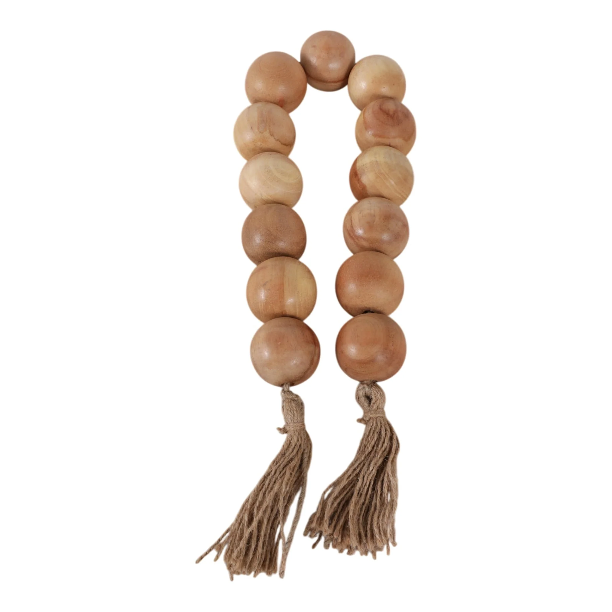 Wood, 32"l, 2"lrg Beaded Garland W/ Tassel,natural - Image 3