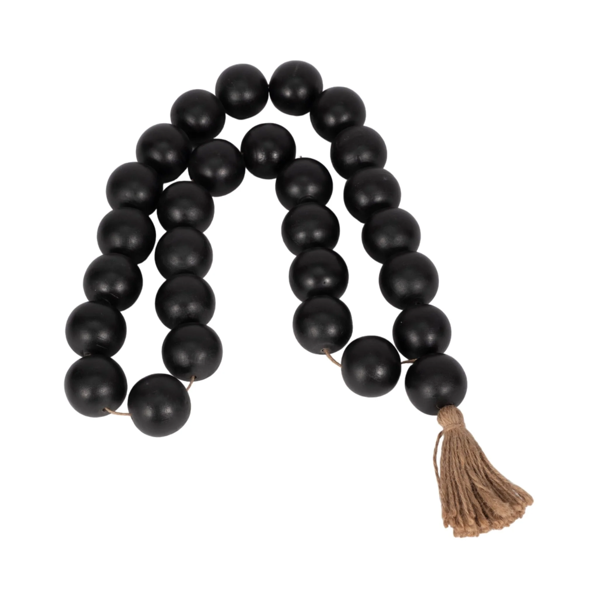 Wood, 32x2 Double Beaded Garland W/tassel,blk