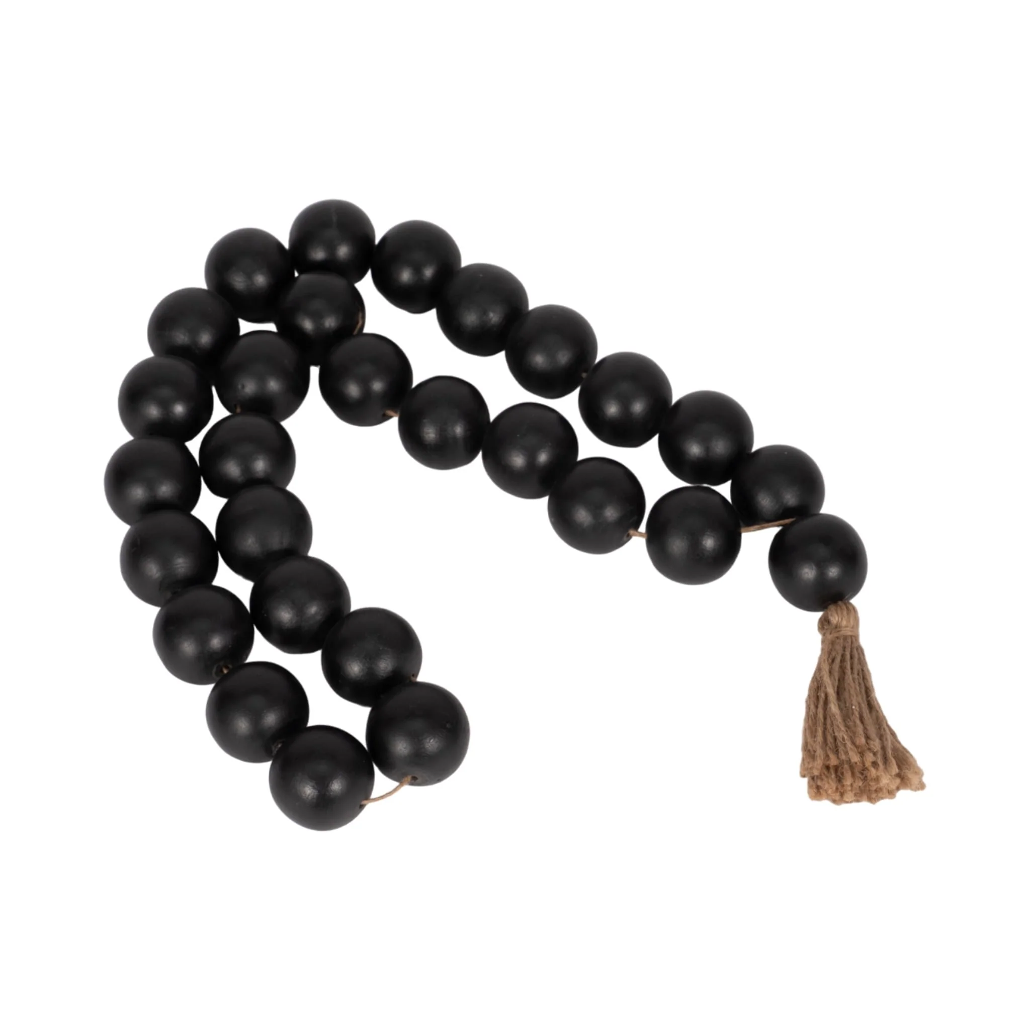 Wood, 32x2 Double Beaded Garland W/tassel,blk - Image 2