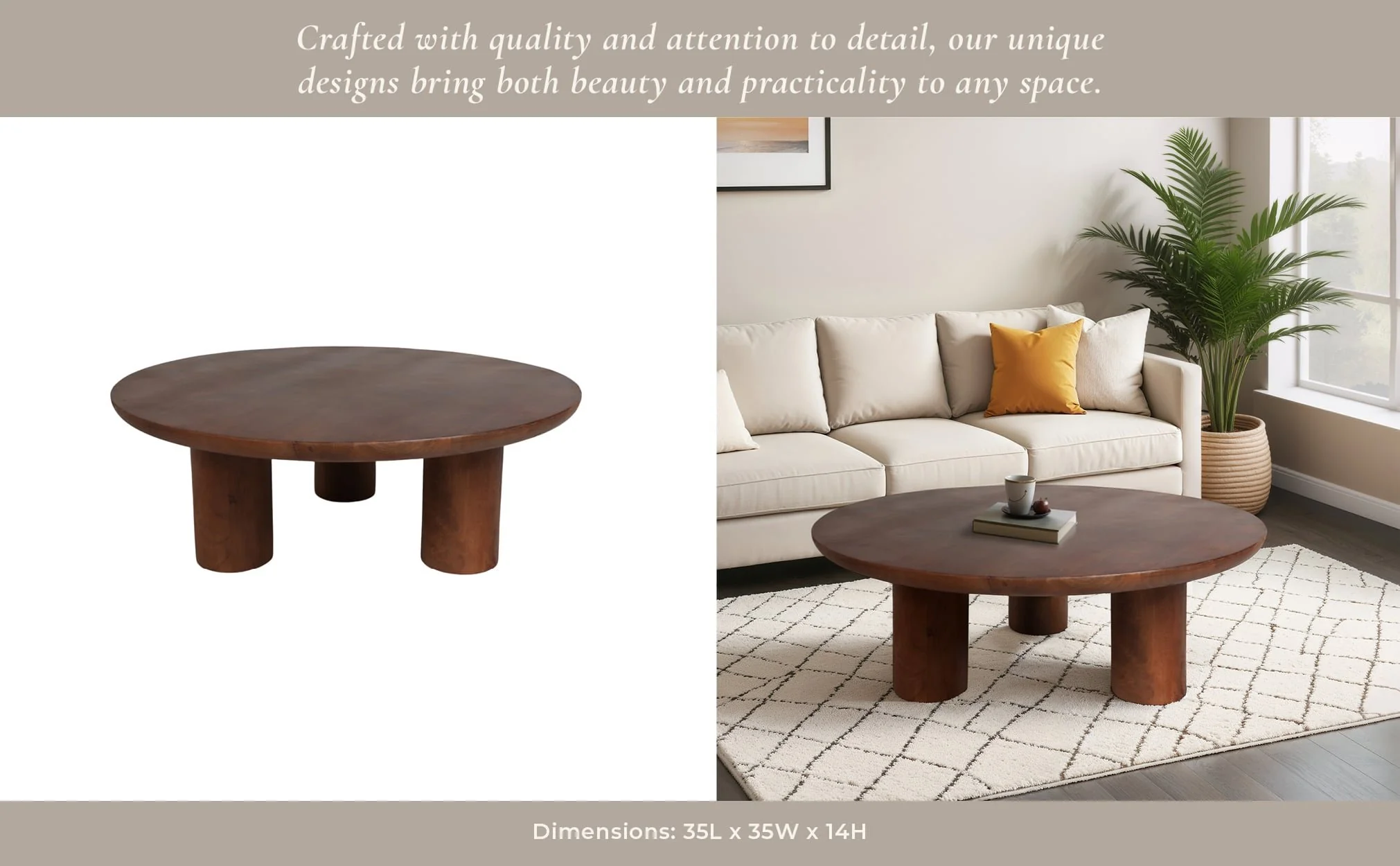 Wood,35" Scandinavian Coffee Table,brwn Kd 2boxes - Image 13