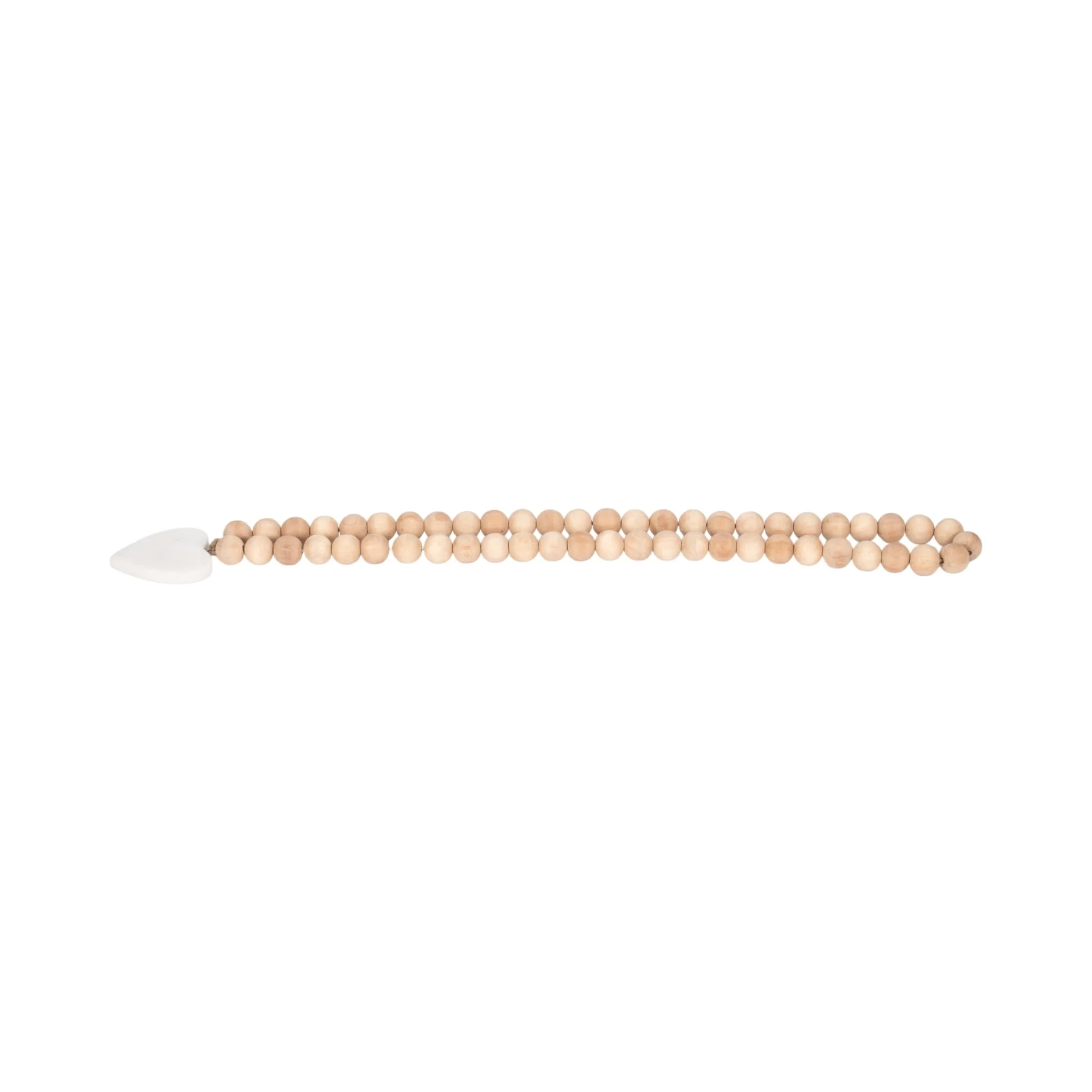 Wood, 36" Large Bead Garland W/ Marble Heart, Natu - Image 6
