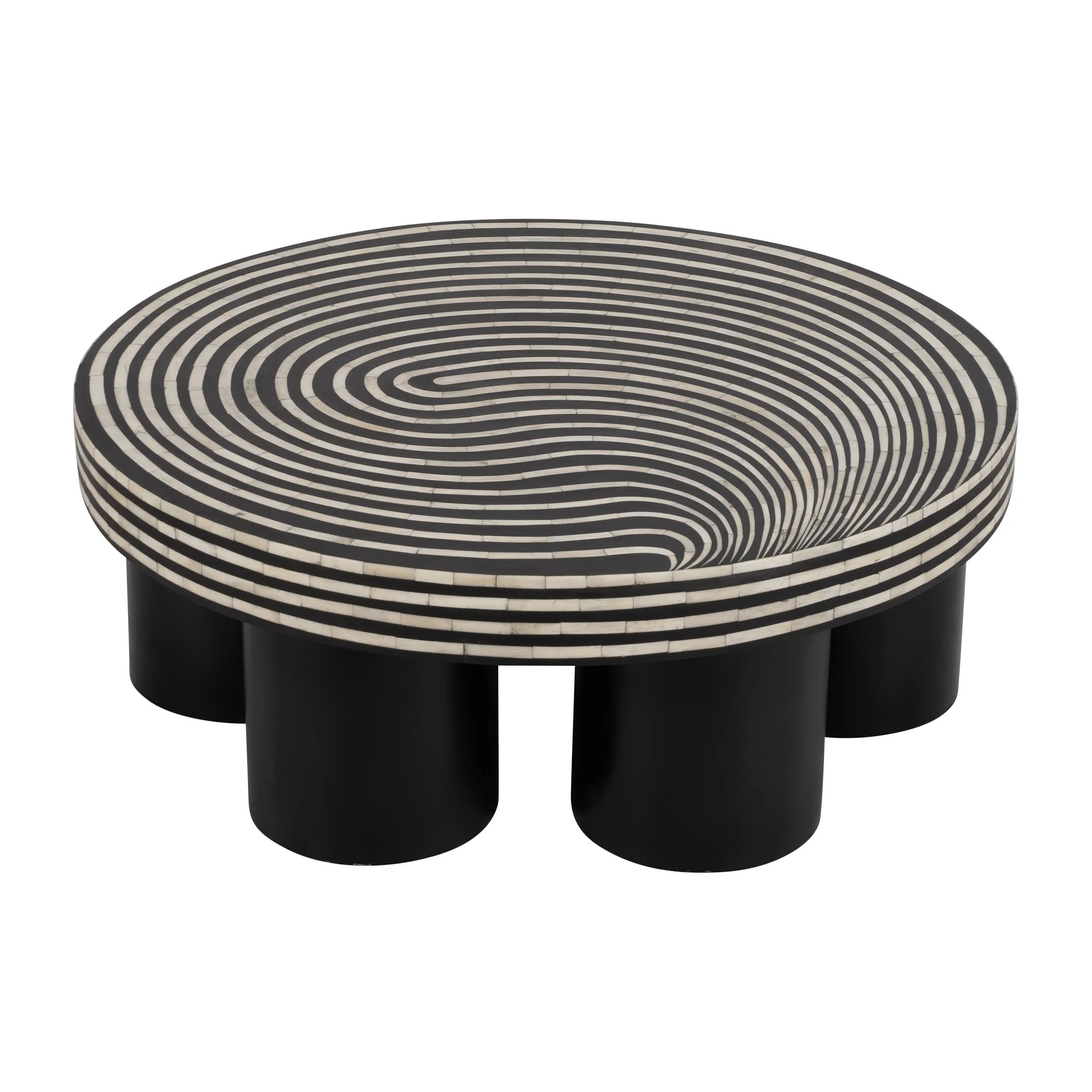 Wood, 39" Stained Finish Coffee Table, Black - Image 3